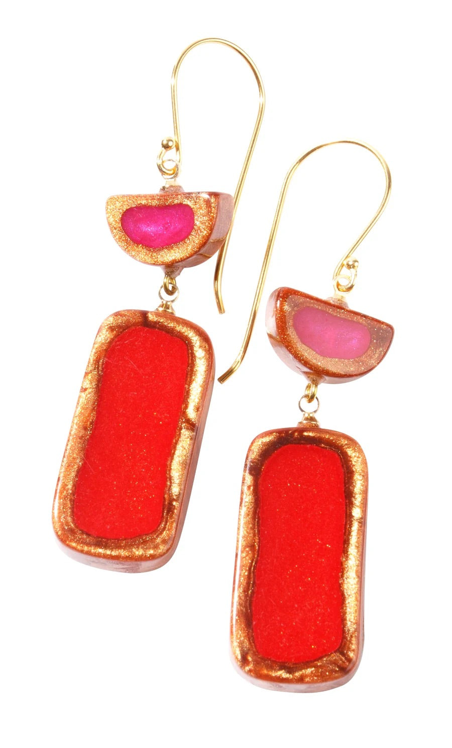 Large Winter Pink and Red Fara Earrings