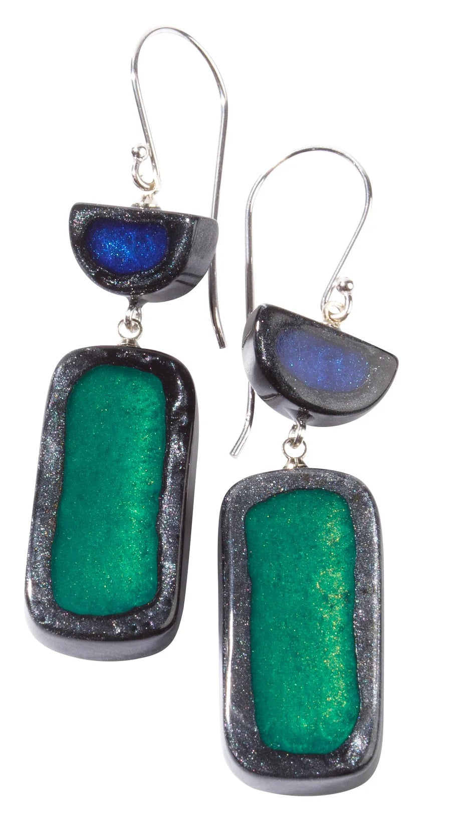 Large Winter Blue and Green Fara Earrings