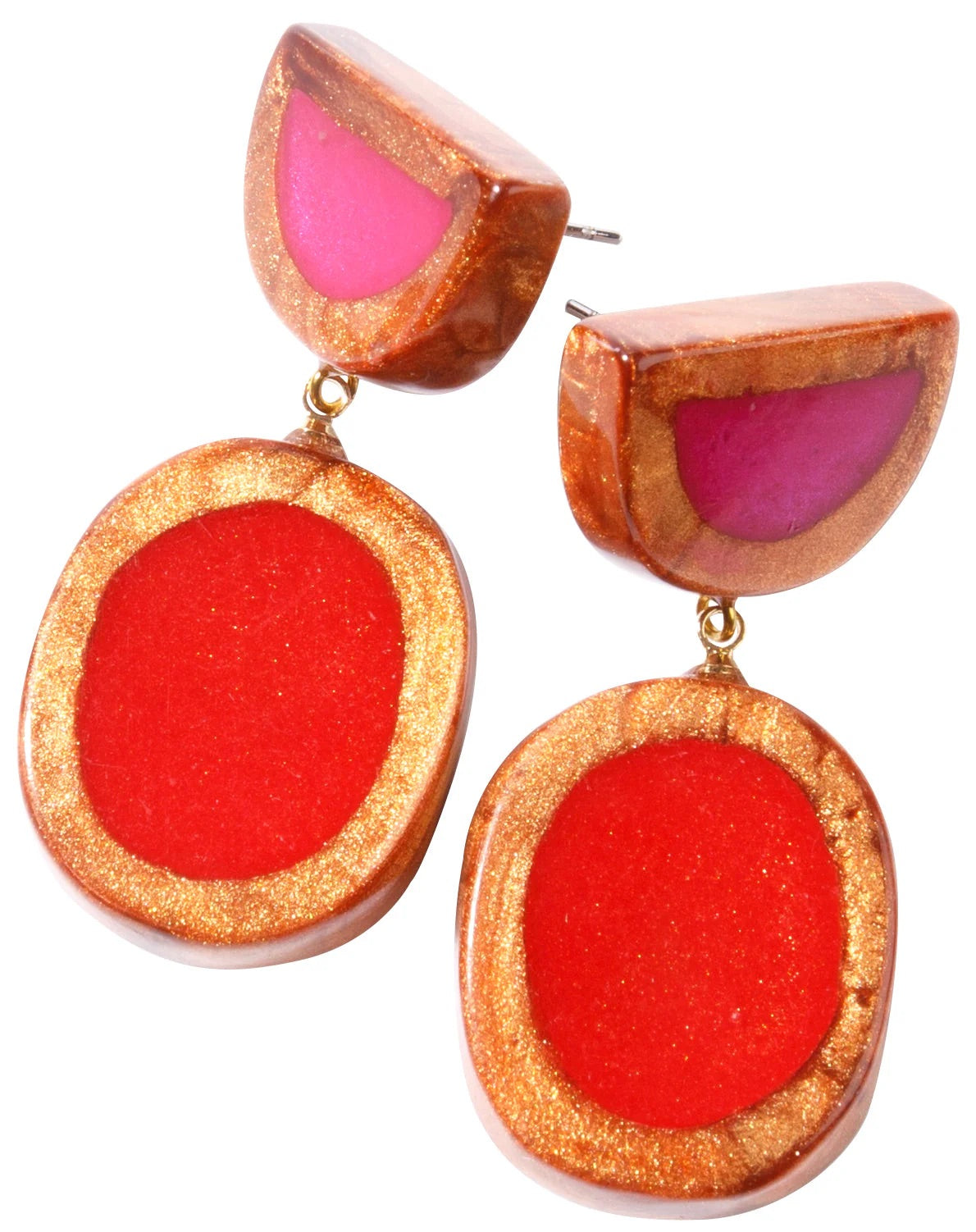 Small Winter Pink and Red Fara Earrings