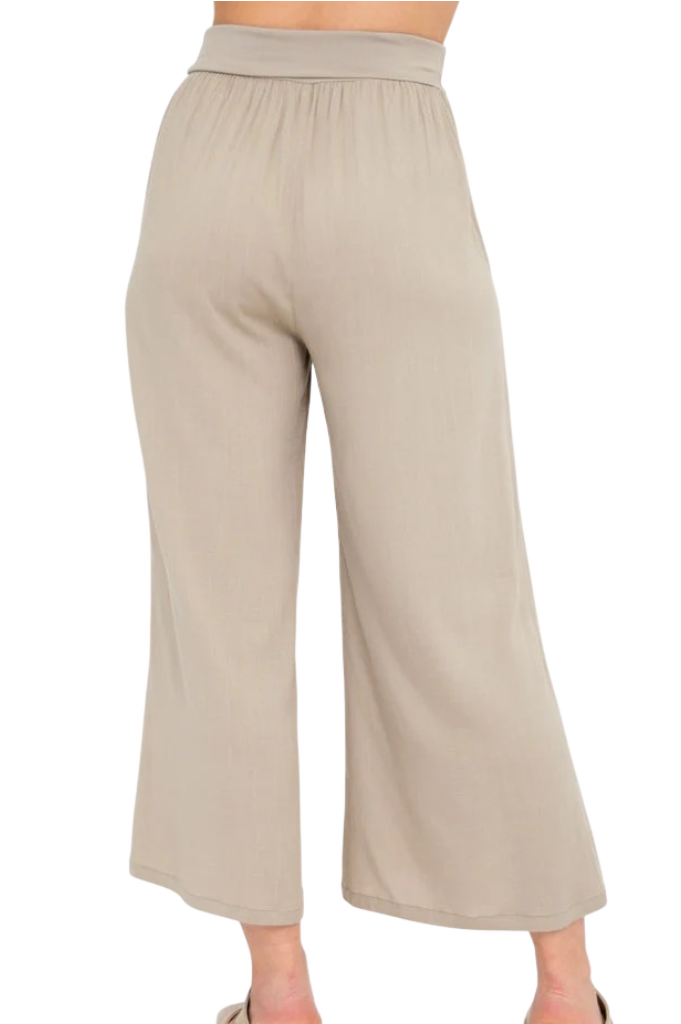 Sand Bamboo/Linen Landon Capri Pant by Blue Sky Clothing Co – Handmade ethical Capris from sariKNOTsari using upcycled silk. Designed in Canada for travel and slow fashion, loved from Toronto to LA to Sydney. Featuring Zsiska, Bryn Walker and Artisan Leather coats by Rejean Pepin, Pepin designs