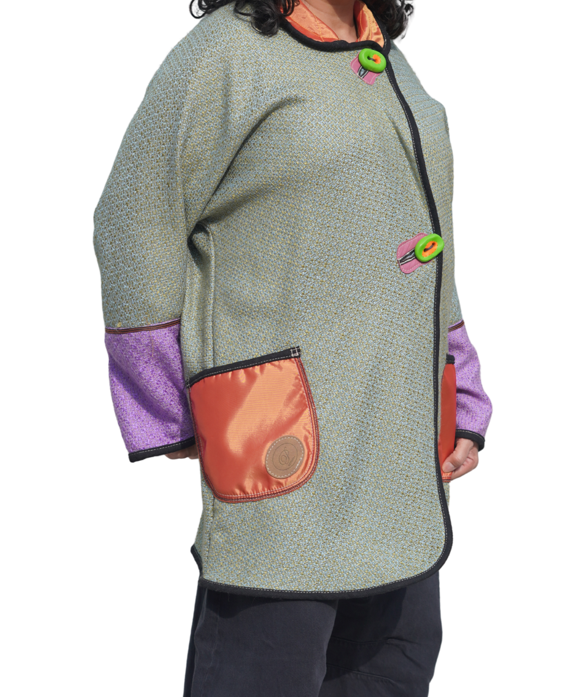 Tiffany Blue Felted Wool Colour-Block Coat by Pepin Designs #17