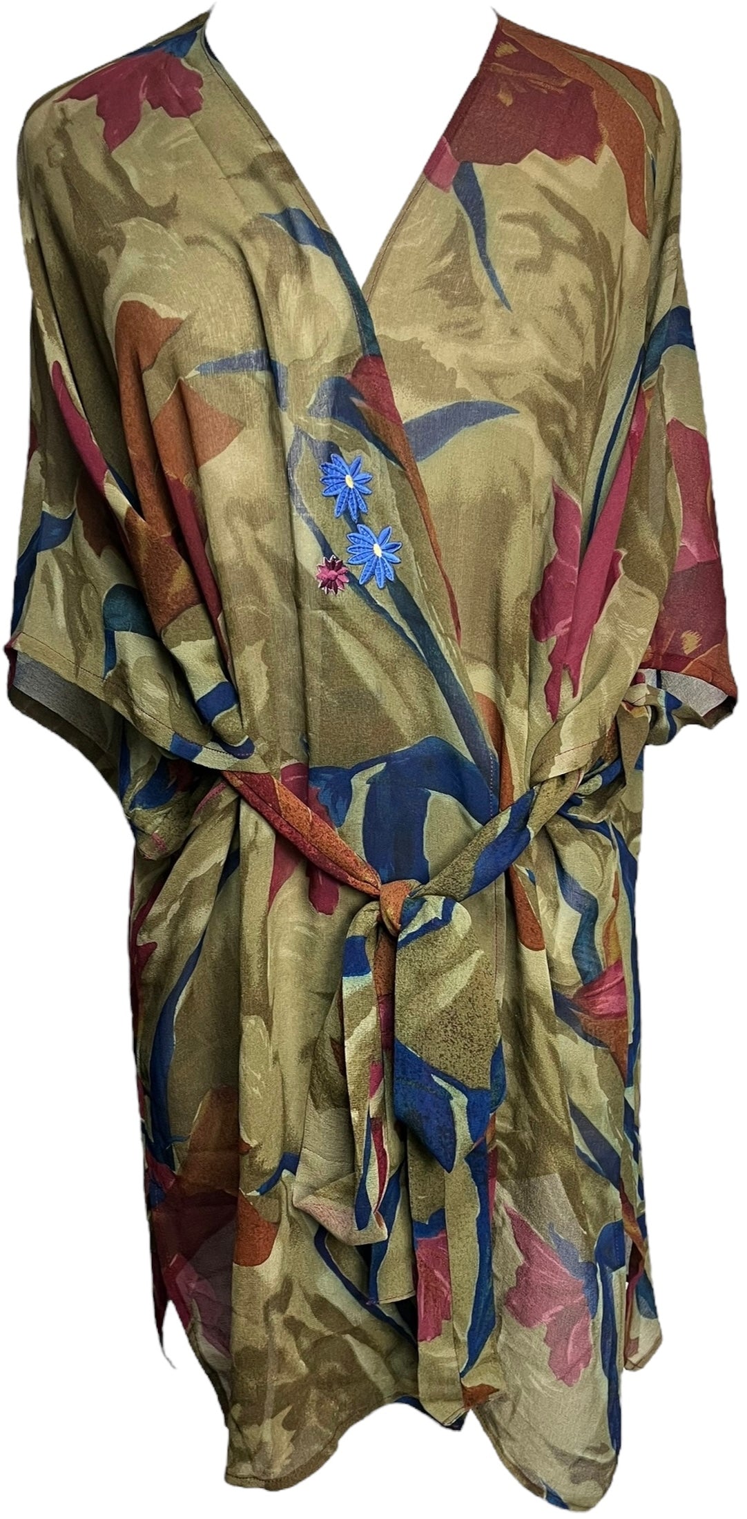 PRG7194 Sheer Wabi Sabi Pure Silk Kimono-Sleeved Jacket with Belt