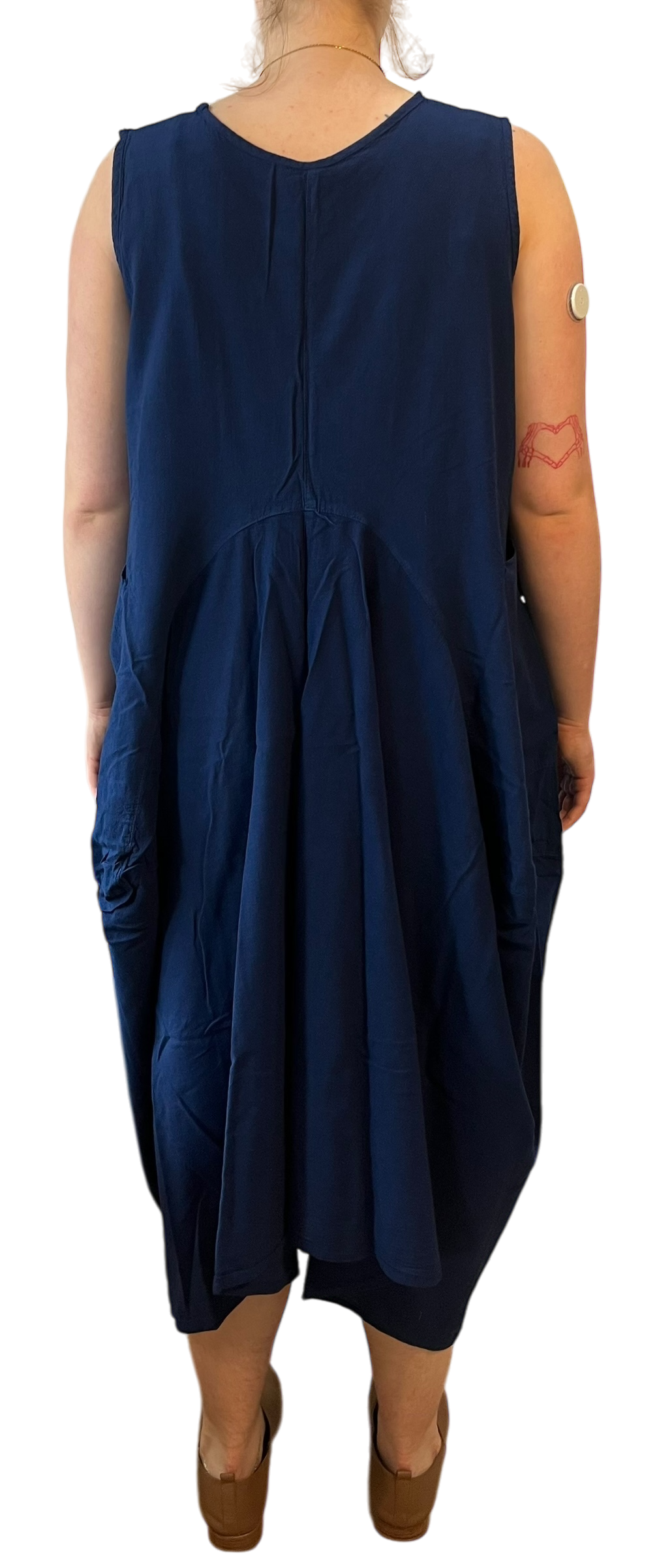 Navy Cobalt Cotton Parachute Dress with Pockets by Creative Design – Handmade ethical Dress from sariKNOTsari using upcycled silk. Designed in Canada for travel and slow fashion, loved from Toronto to LA to Sydney. Featuring Zsiska, Bryn Walker and Artisan Leather coats by Rejean Pepin, Pepin designs