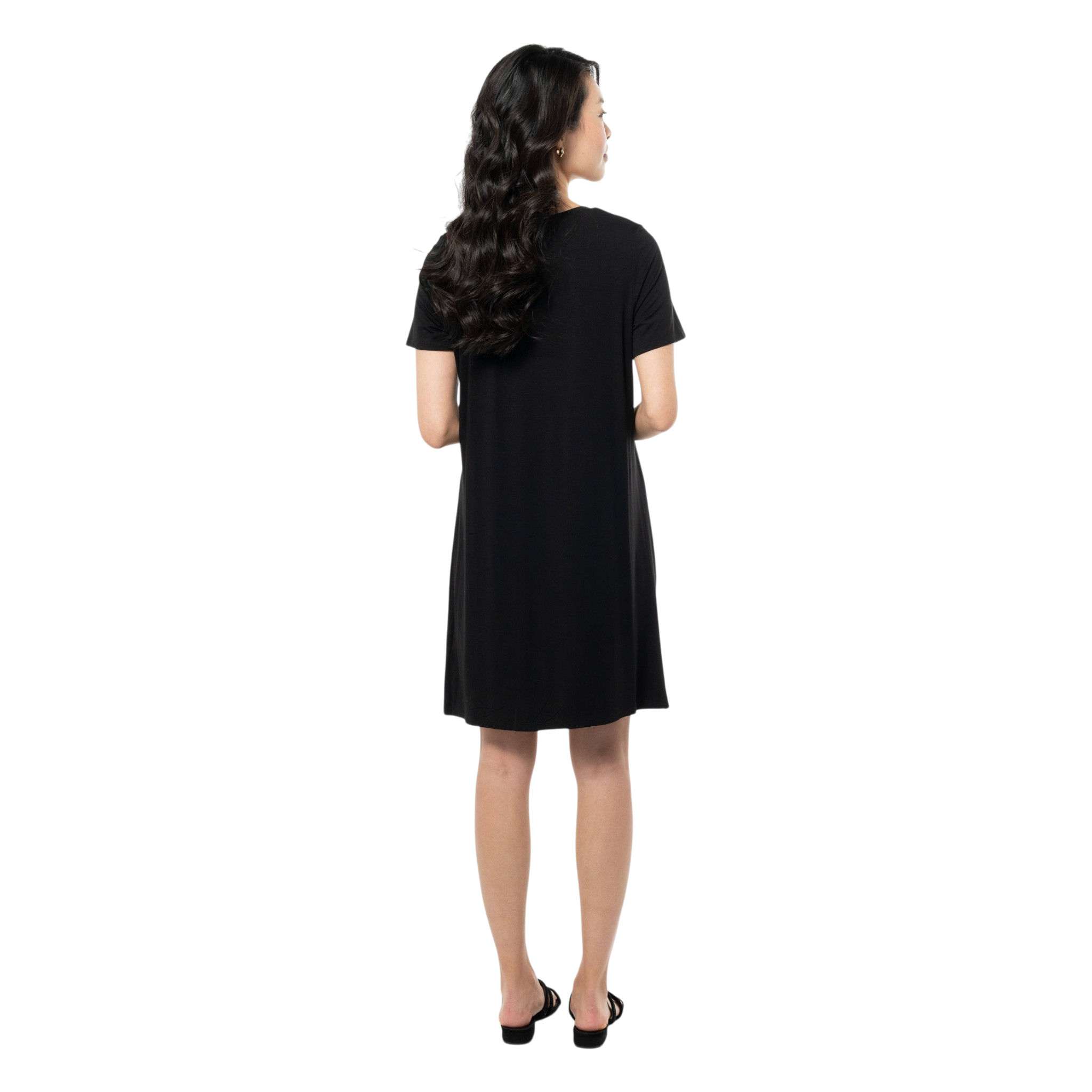Lilah Twist Knot Bamboo T-shirt Dress - Black
