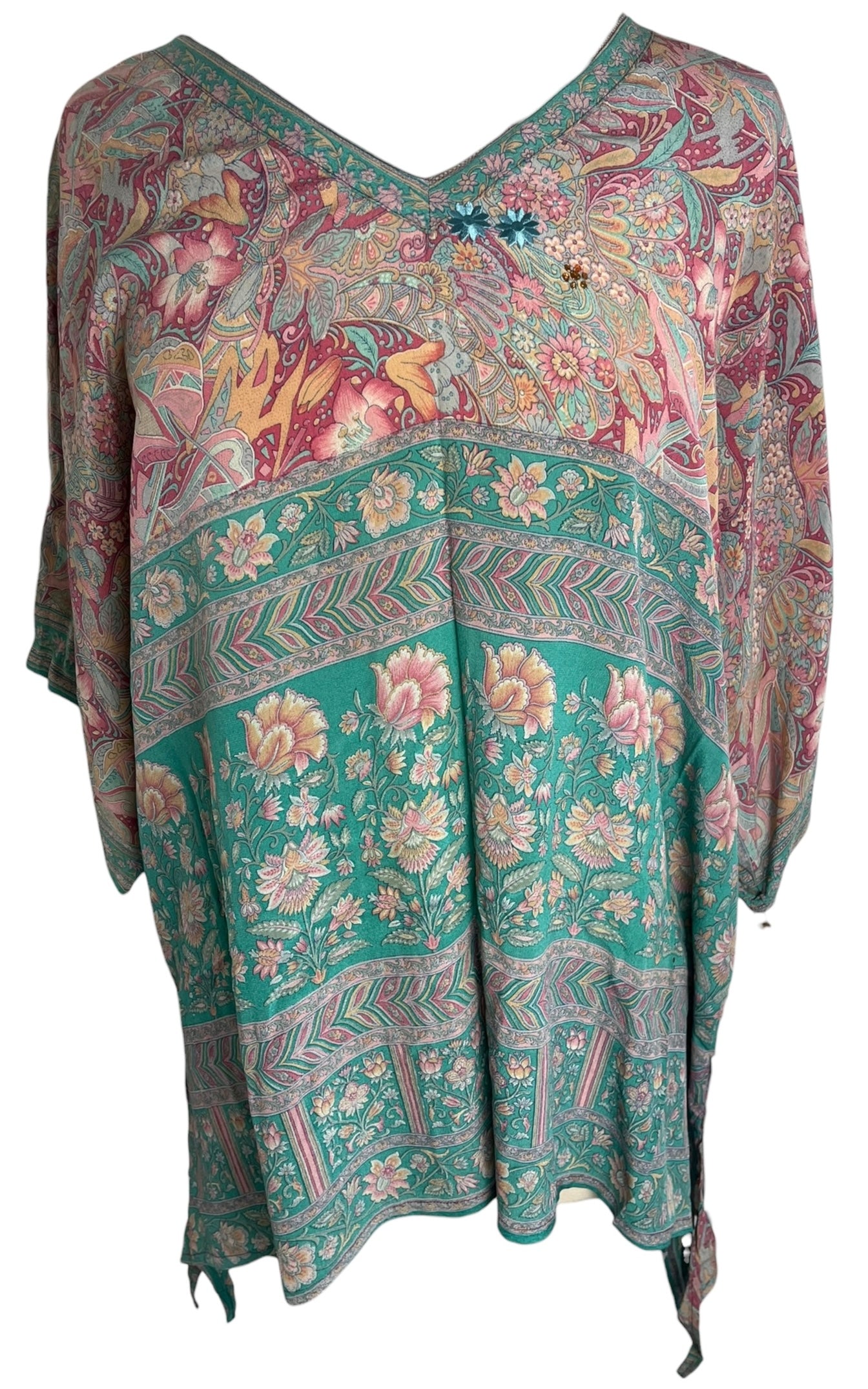 PRG8774B Avatar Pure Silk Long Tunic with Side Ties