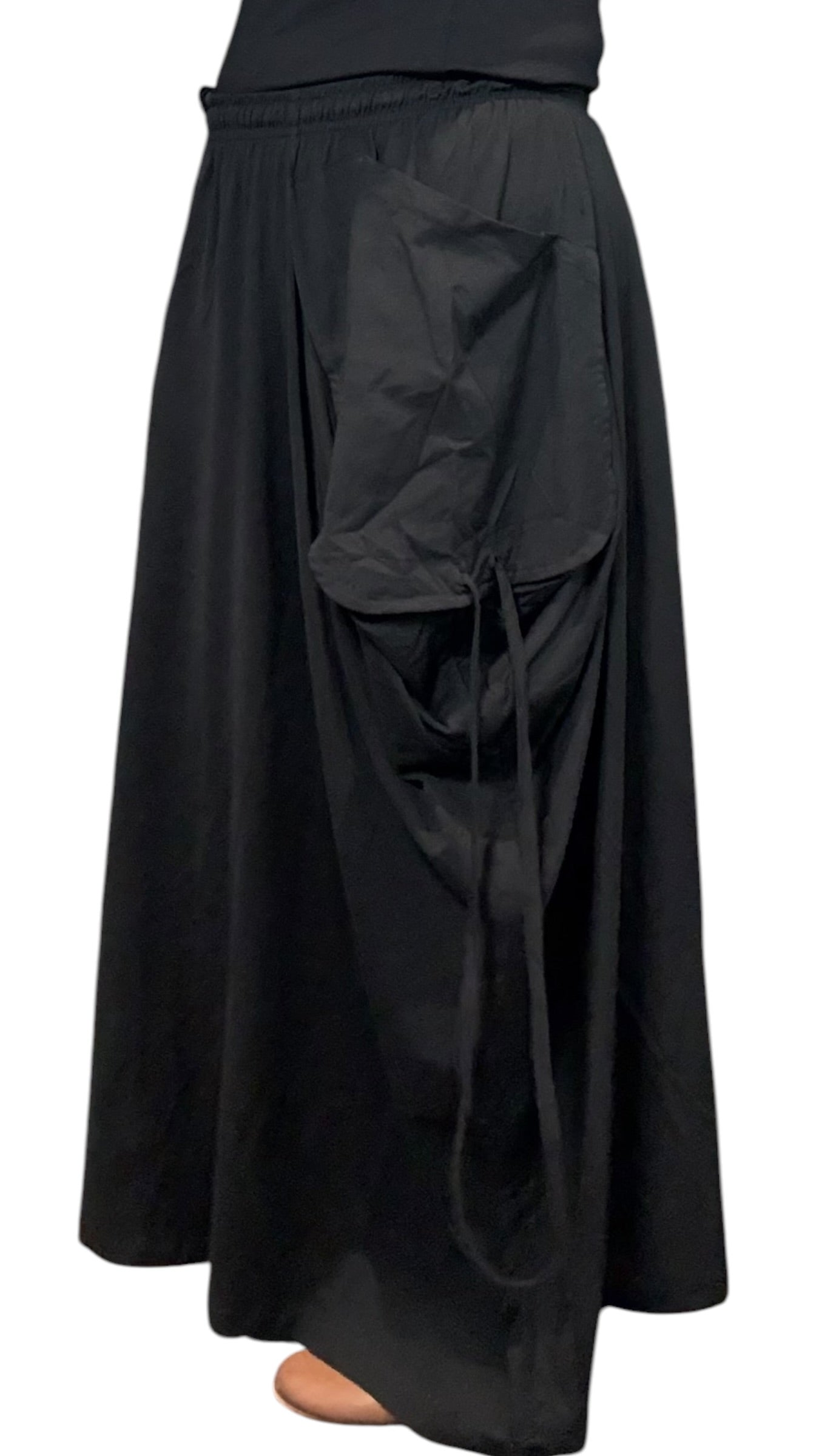 Black Cotton Jersey Tashi Versatile Pants/Skirt