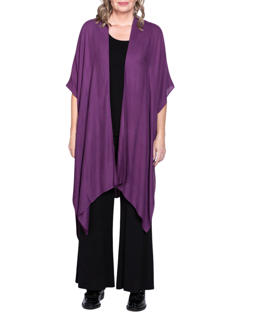 Deep Purple Lightweight Open Darcy Cardigan
