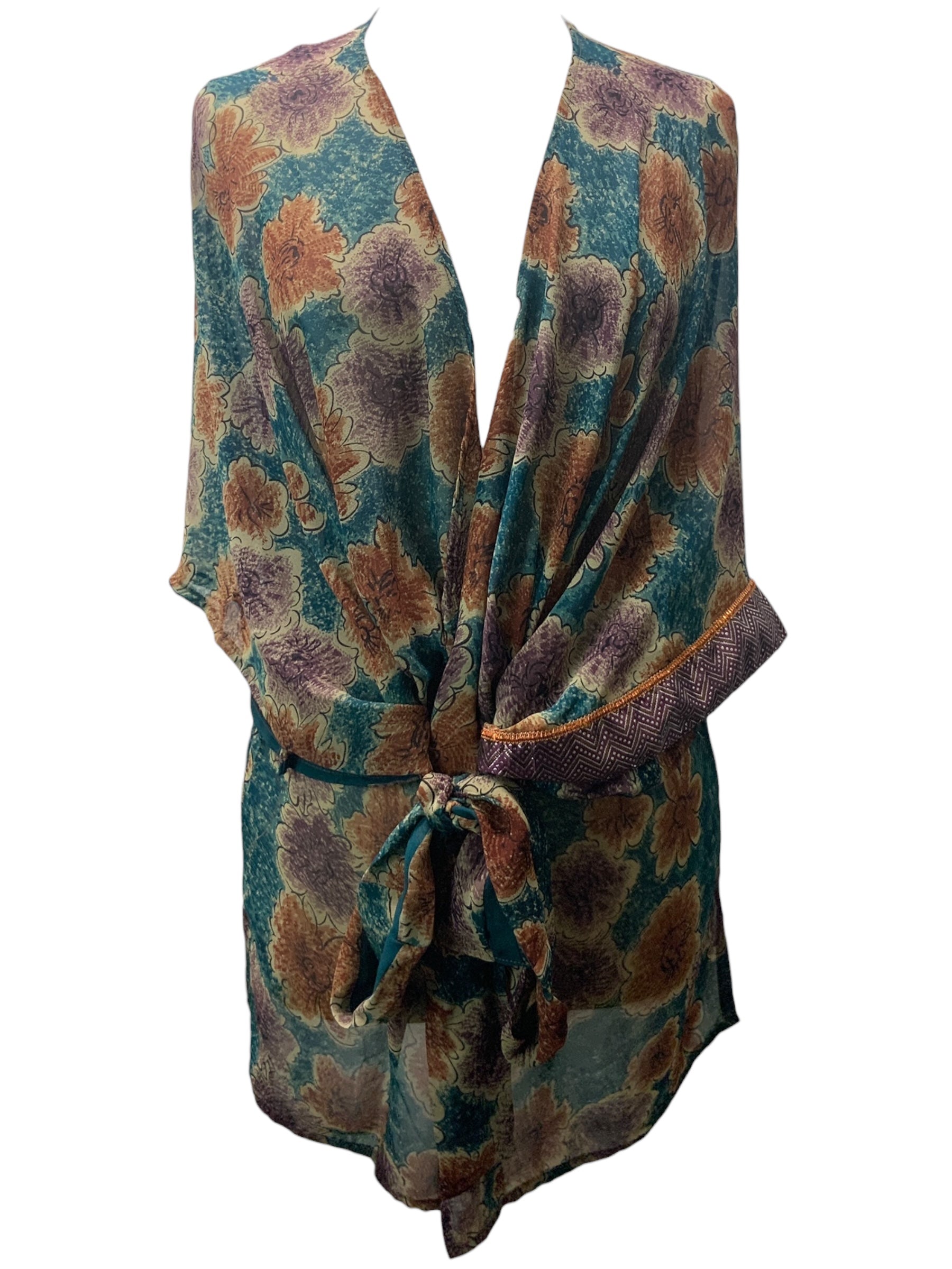 PRG1268 Avatar Pure Silk Kimono-Sleevedd Jacket with Belt