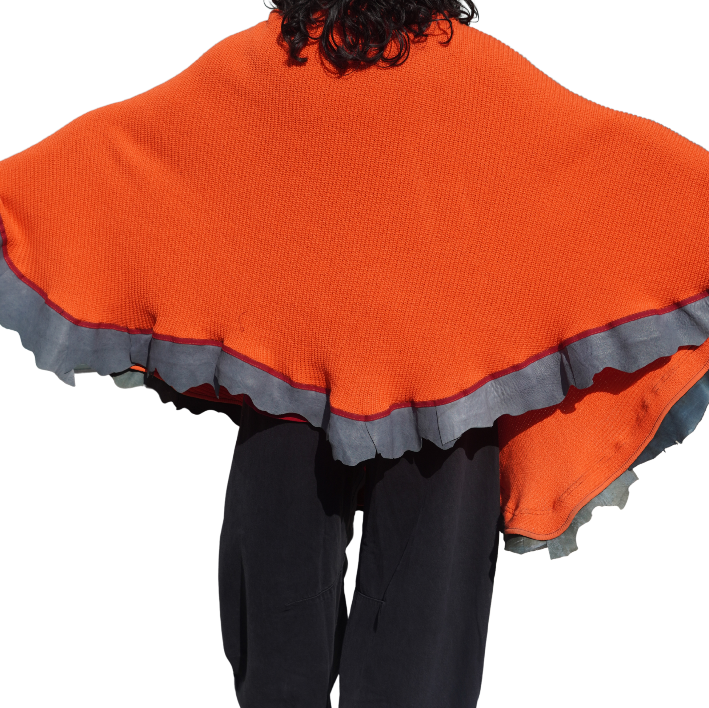 Bright Orange Knit Wool Cape by Pepin Designs #19