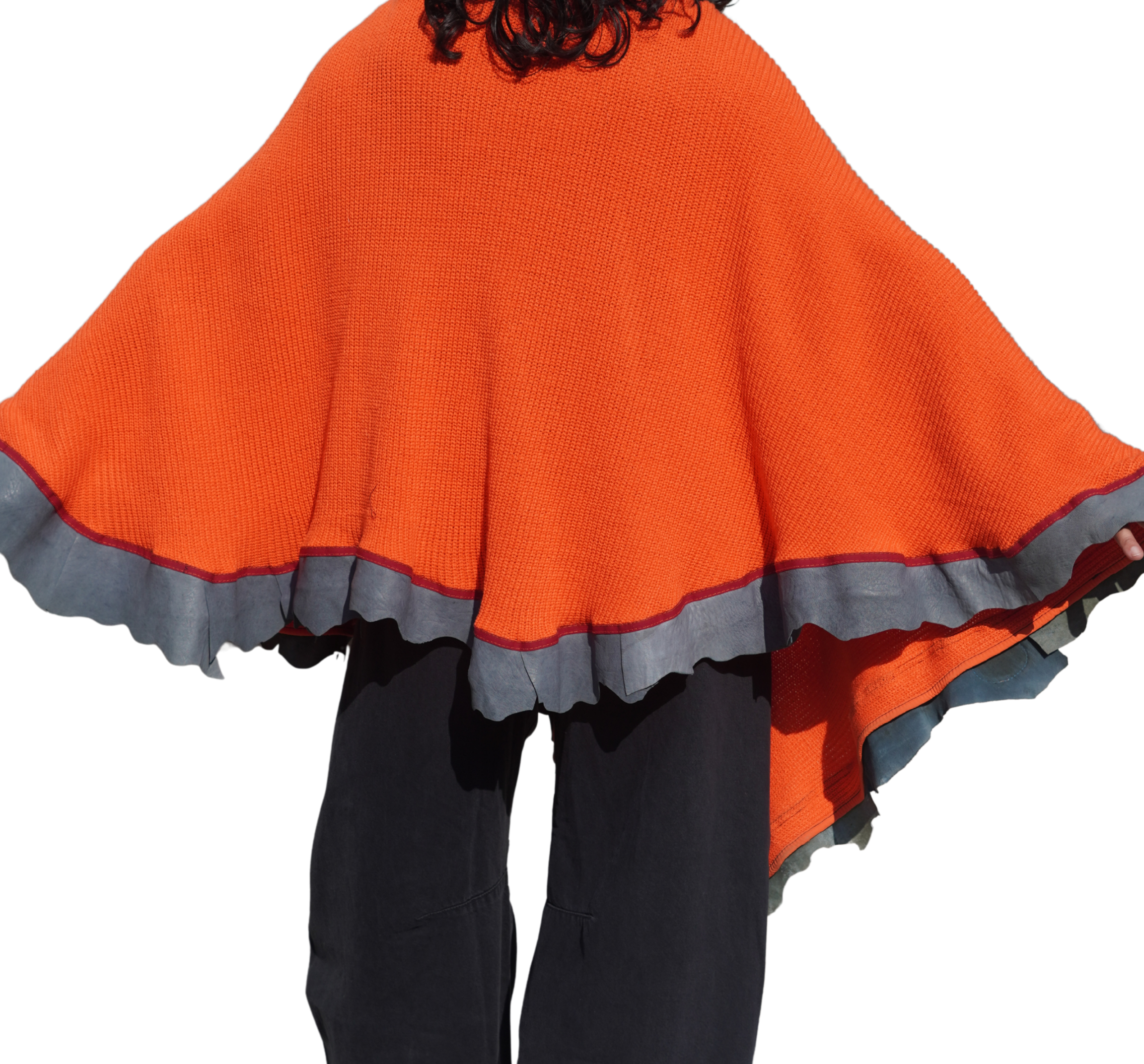 Bright Orange Knit Wool Cape by Pepin Designs #19