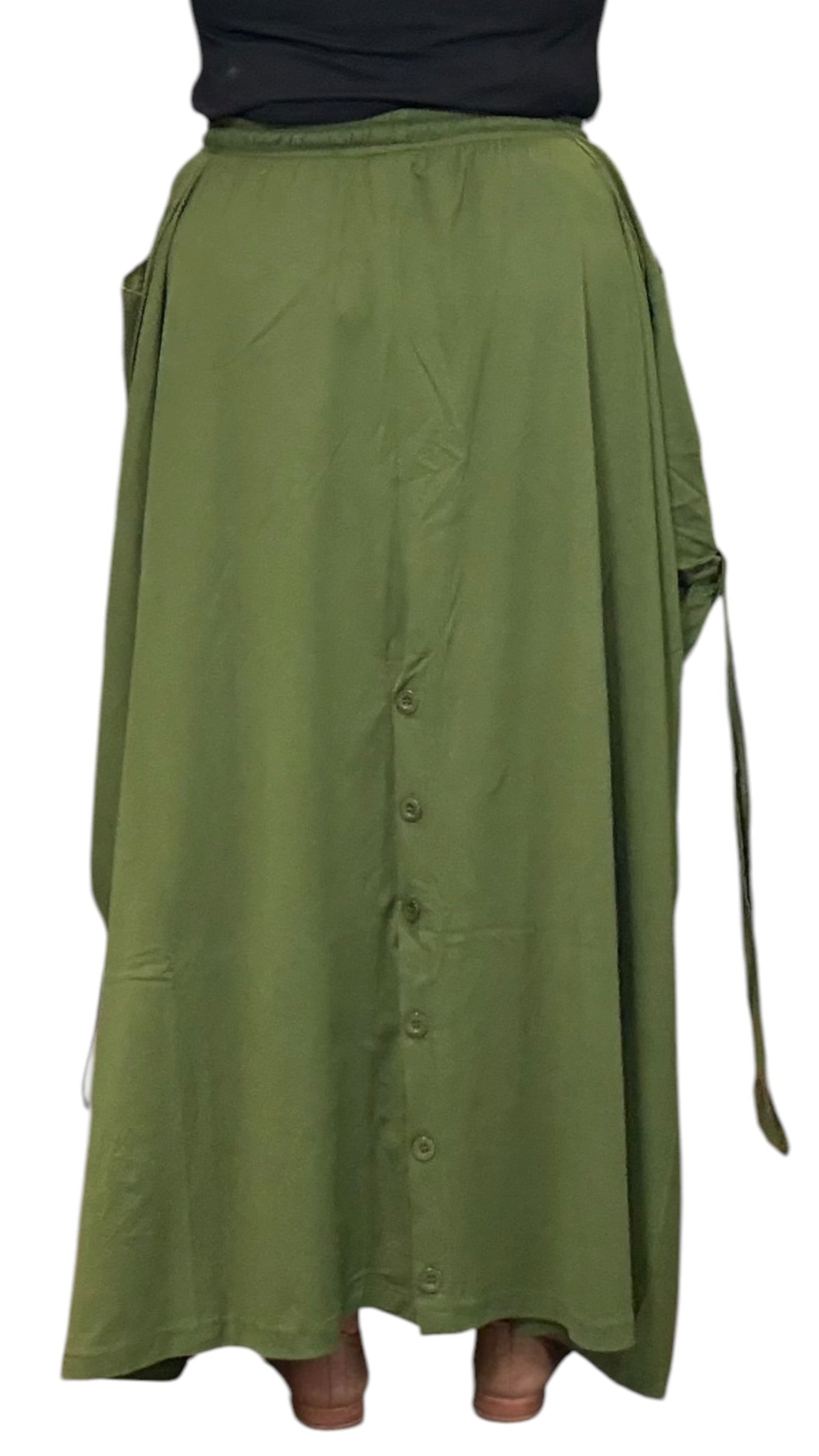Leaf Green Cotton Jersey Tashi Versatile Pants/Skirt