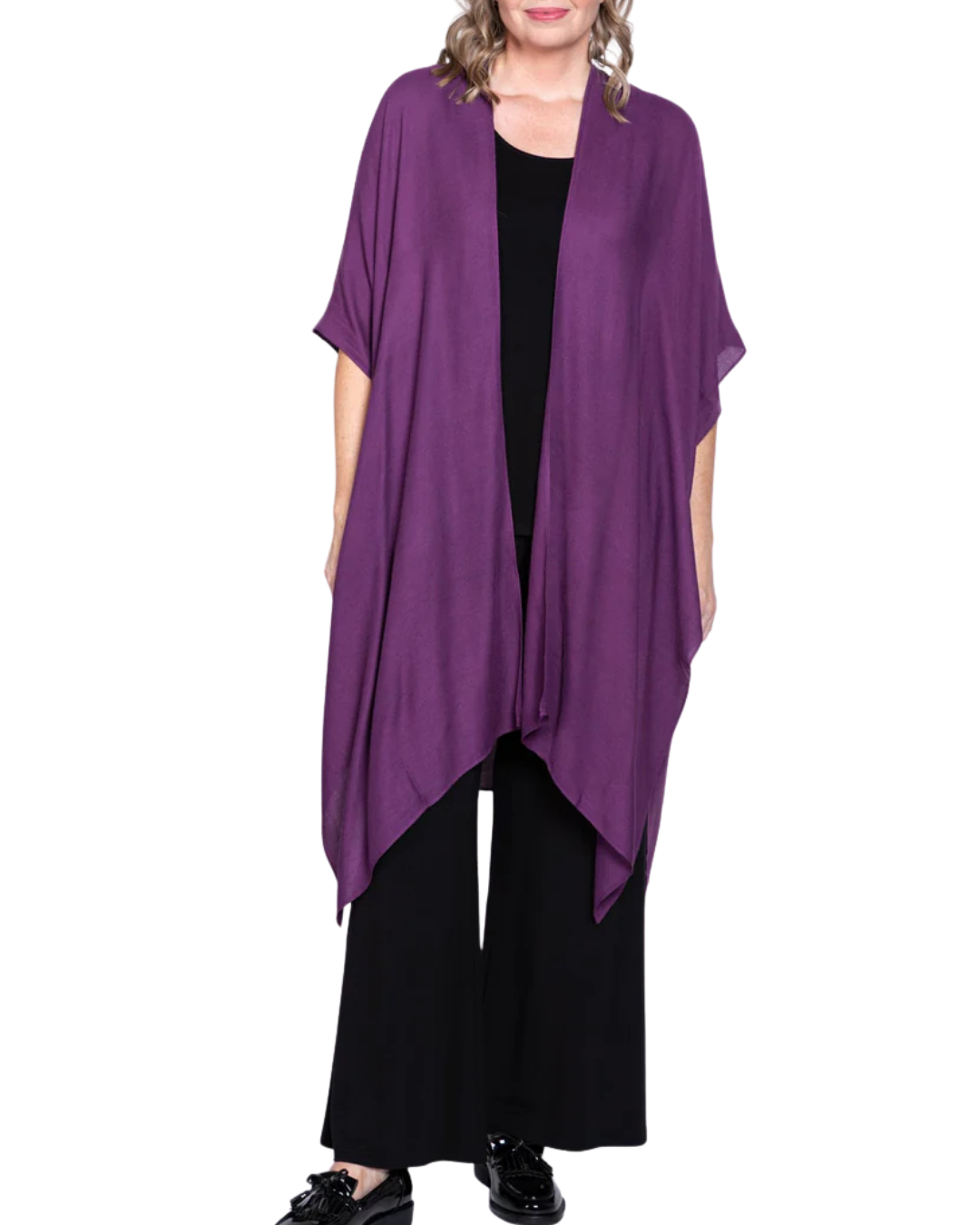 Deep Purple Lightweight Open Darcy Cardigan