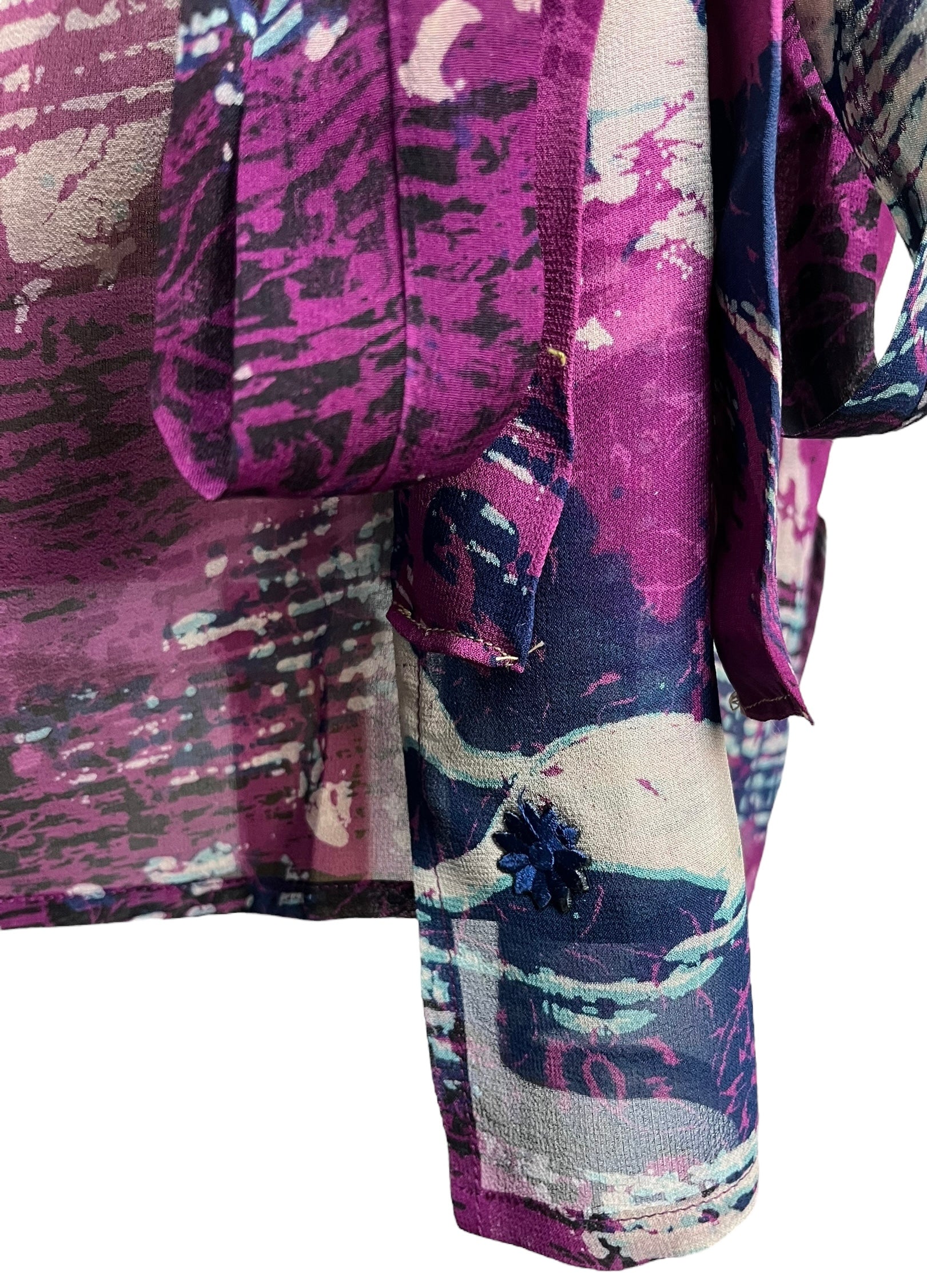 PRG7880 Sheer Avatar Pure Silk Kimono-Sleeved Jacket with Belt