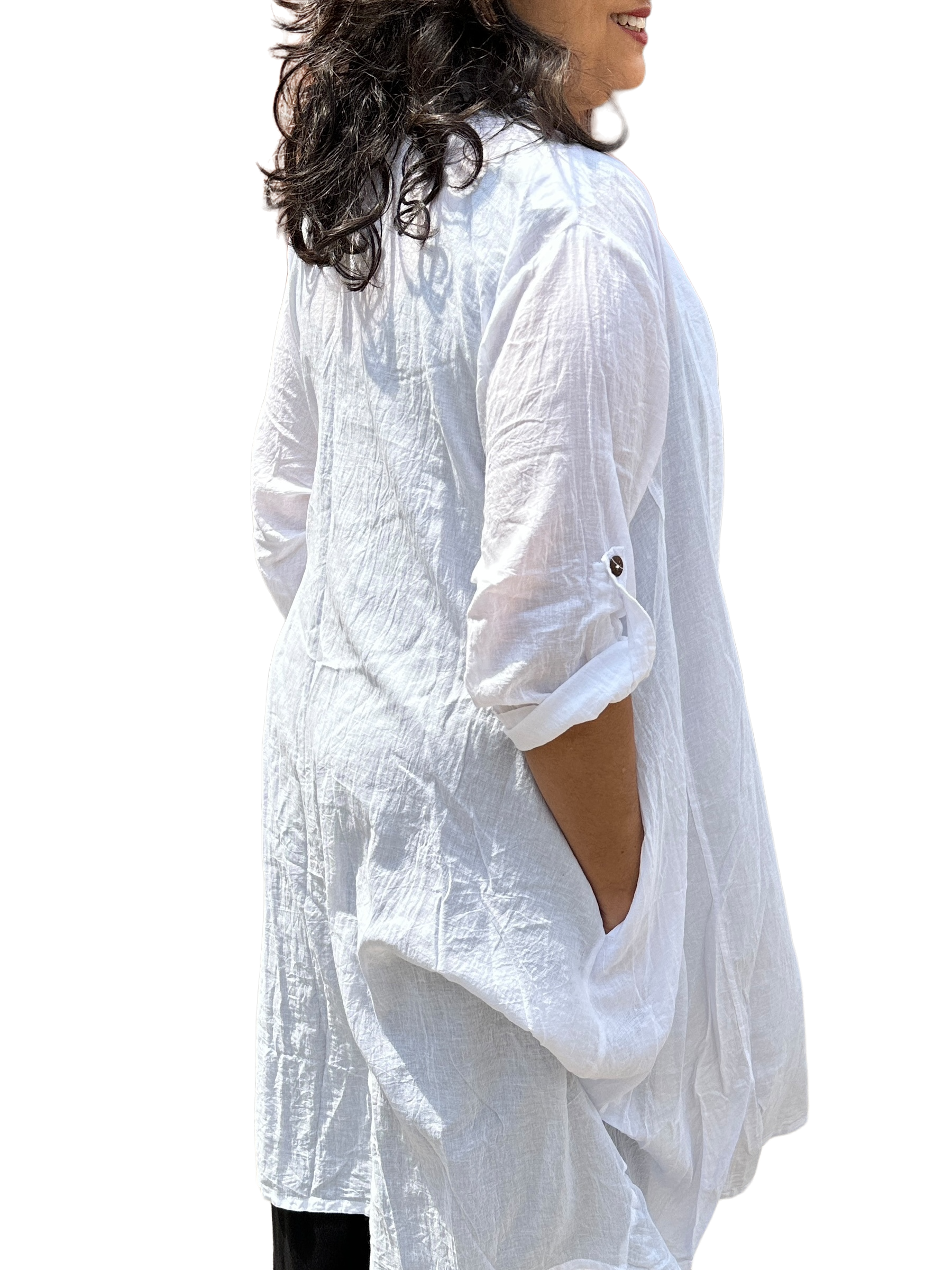 White Cotton Voile Cardigan