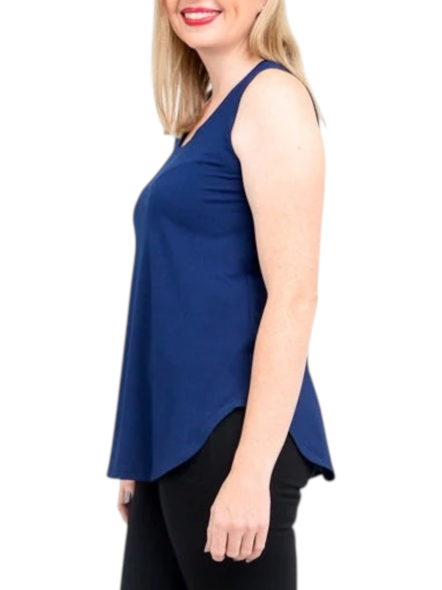 Indigo Bamboo Jazz Tank by Blue Sky Clothing Co – Handmade ethical Tank Top from sariKNOTsari using upcycled silk. Designed in Canada for travel and slow fashion, loved from Toronto to LA to Sydney.
