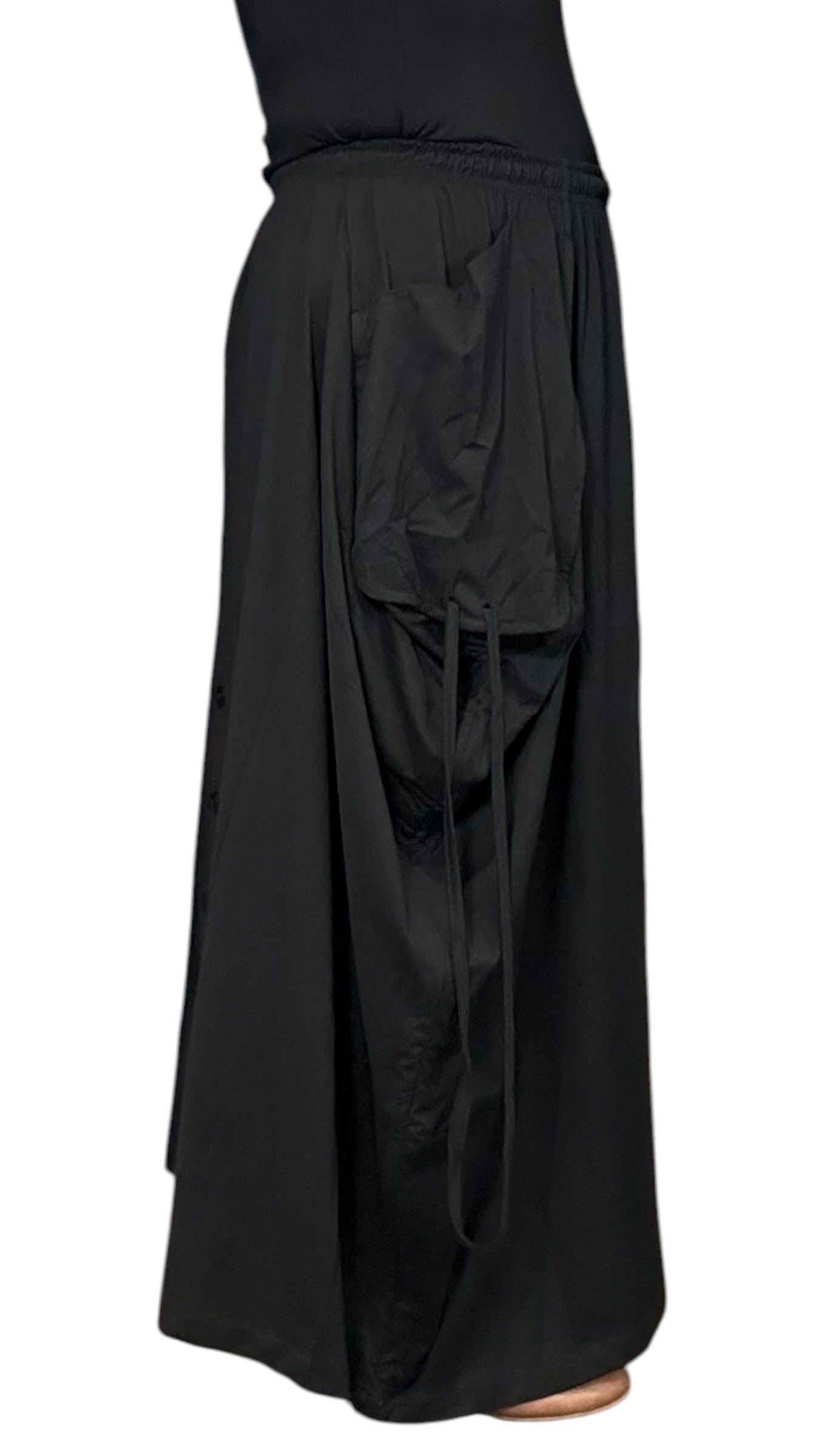 Black Cotton Jersey Tashi Versatile Pants/Skirt