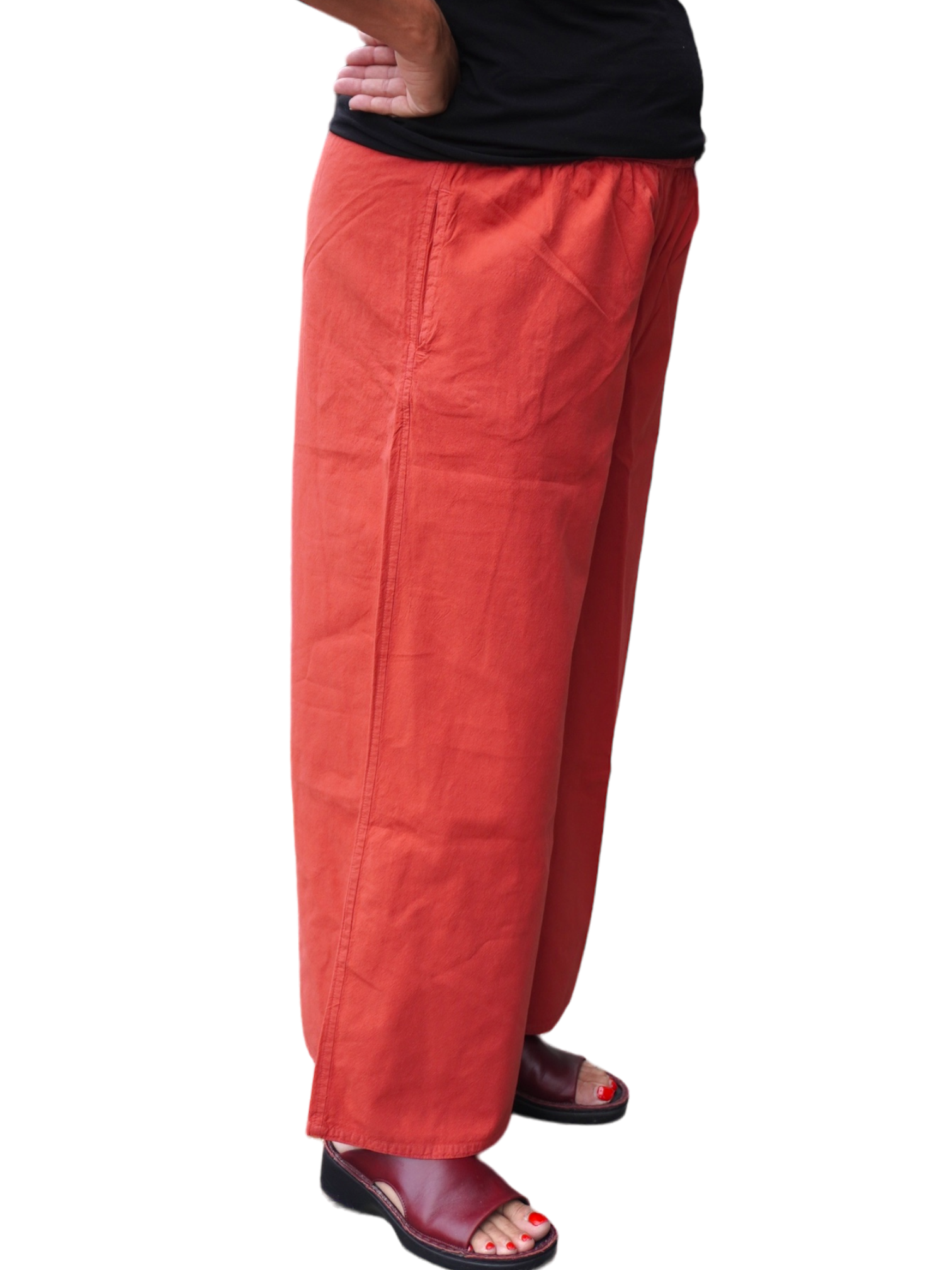 Coral Cotton Palazzo Pants by Creative Design – Handmade ethical Pants/Skirt from sariKNOTsari using upcycled silk. Designed in Canada for travel and slow fashion, loved from Toronto to LA to Sydney. Featuring Zsiska, Bryn Walker and Artisan Leather coats by Rejean Pepin, Pepin designs