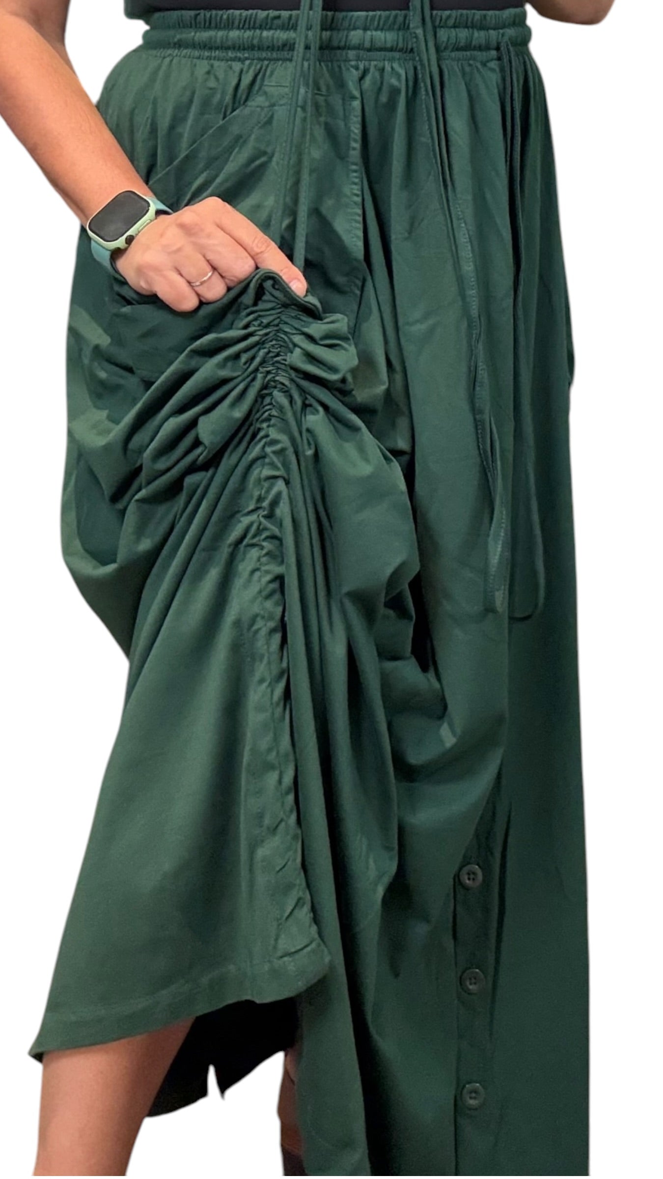 Jade Green Cotton Jersey Tashi Versatile Pants/Skirt
