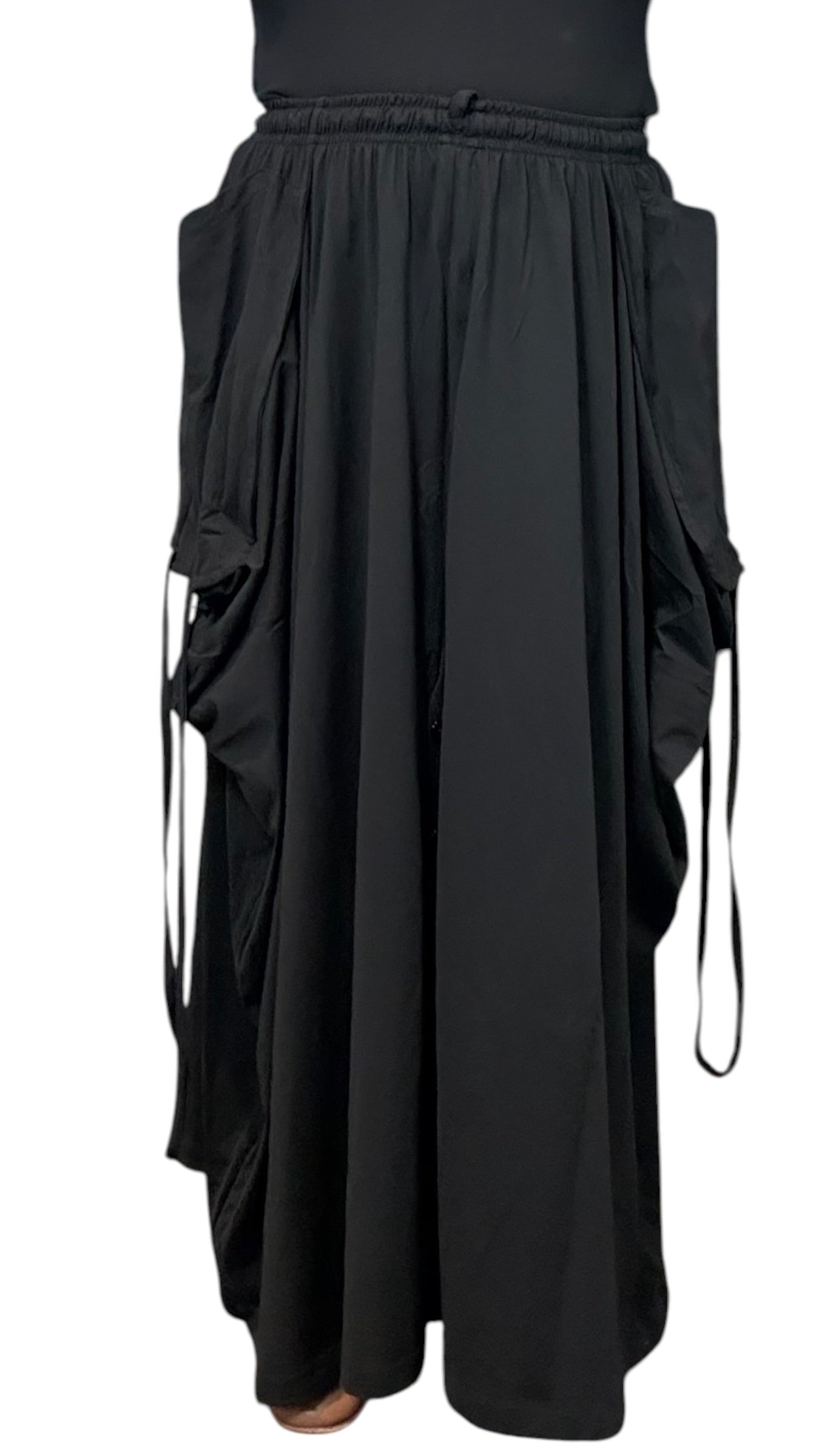 Black Cotton Jersey Tashi Versatile Pants/Skirt