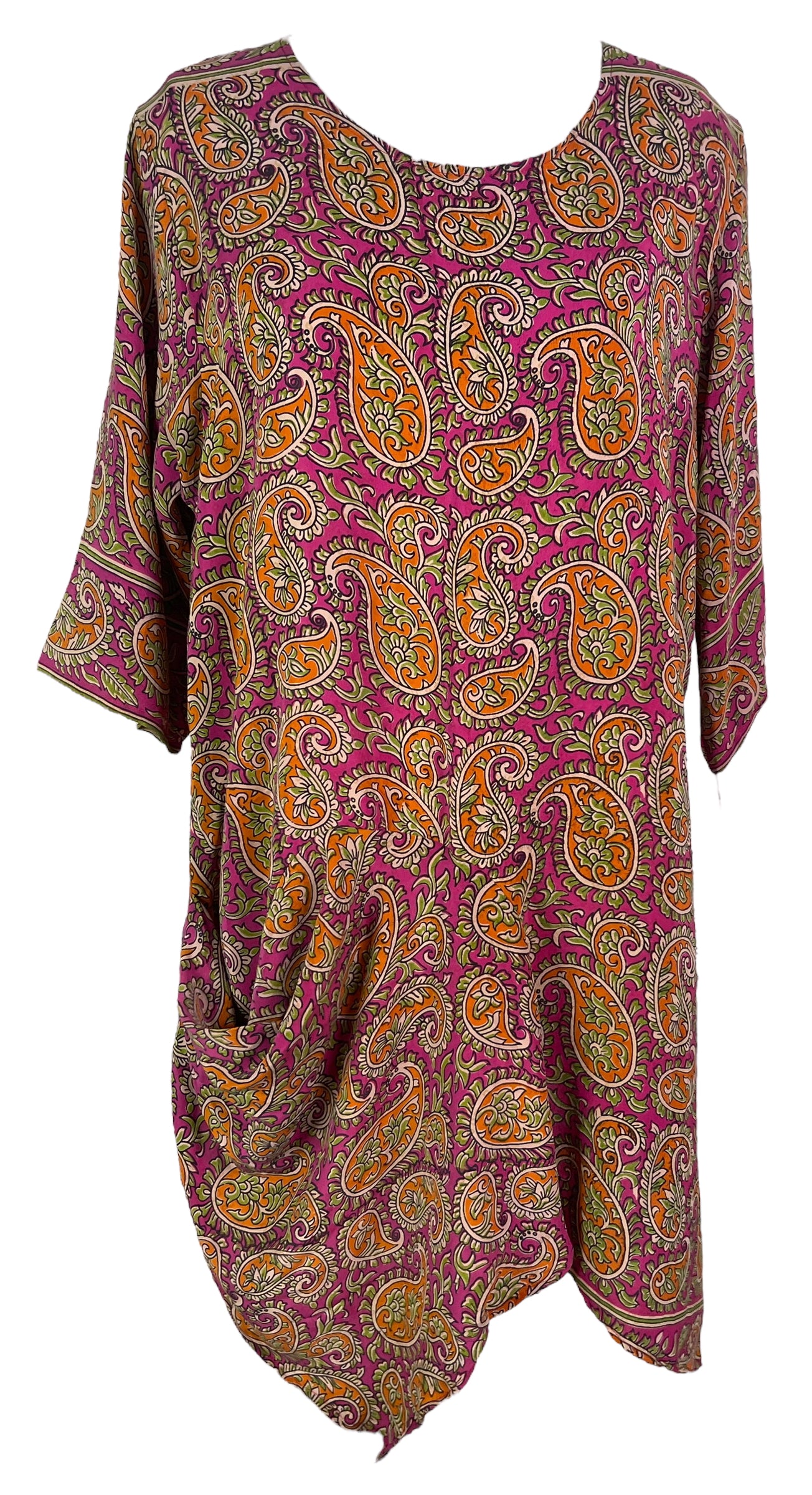 PRC6543 Avatar Pure Silk Self Pocket Tunic Dress