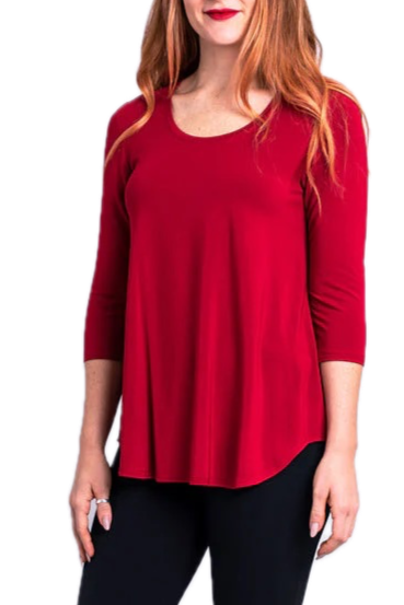 Jazz 3/4 Sleeve Lipstick Bamboo Top