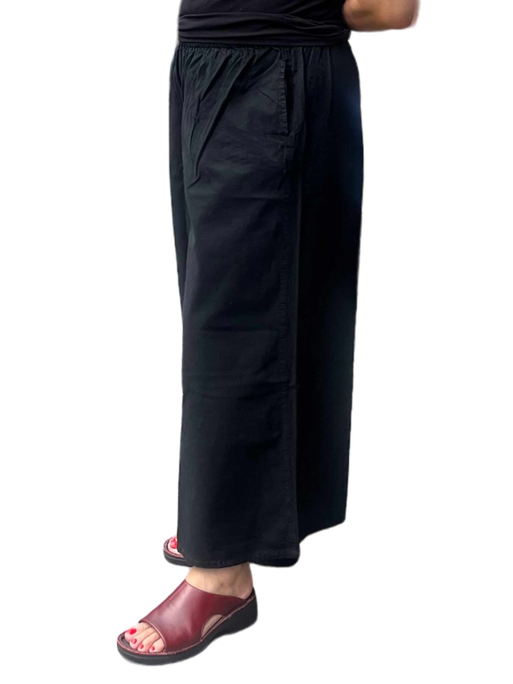Black Cotton Palazzo Pants by Creative Design – Handmade ethical Pants/Skirt from sariKNOTsari using upcycled silk. Designed in Canada for travel and slow fashion, loved from Toronto to LA to Sydney. Featuring Zsiska, Bryn Walker and Artisan Leather coats by Rejean Pepin, Pepin designs