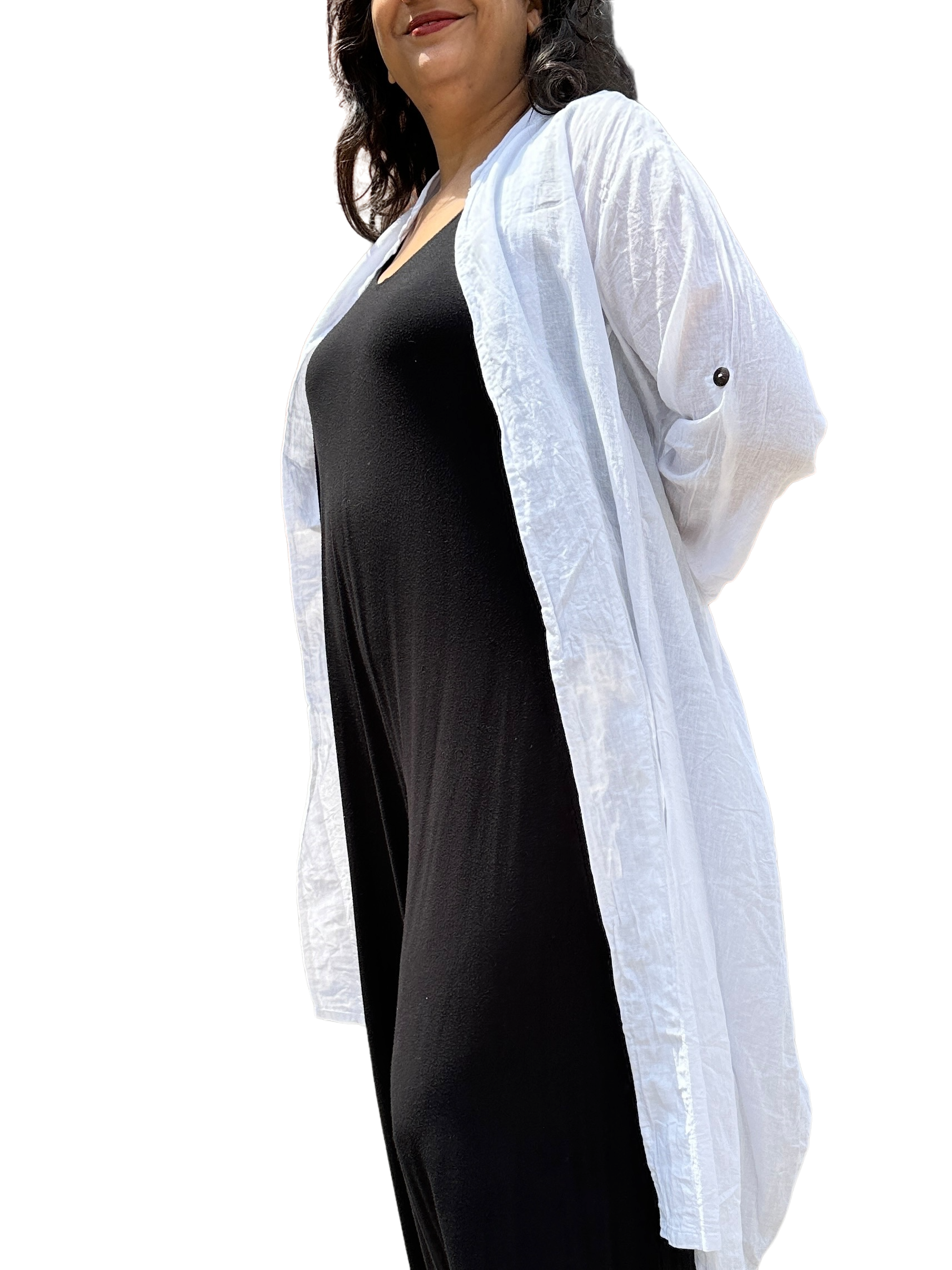 White Cotton Voile Cardigan