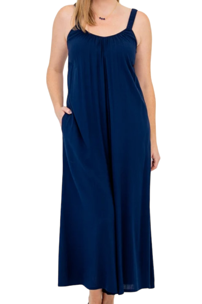 Joanna Indigo Linen Bamboo Jumpsuit by Blue Sky Clothing Co – Handmade ethical Jumpsuit from sariKNOTsari using upcycled silk. Designed in Canada for travel and slow fashion, loved from Toronto to LA to Sydney. Featuring Zsiska, Bryn Walker and Artisan Leather coats by Rejean Pepin, Pepin designs
