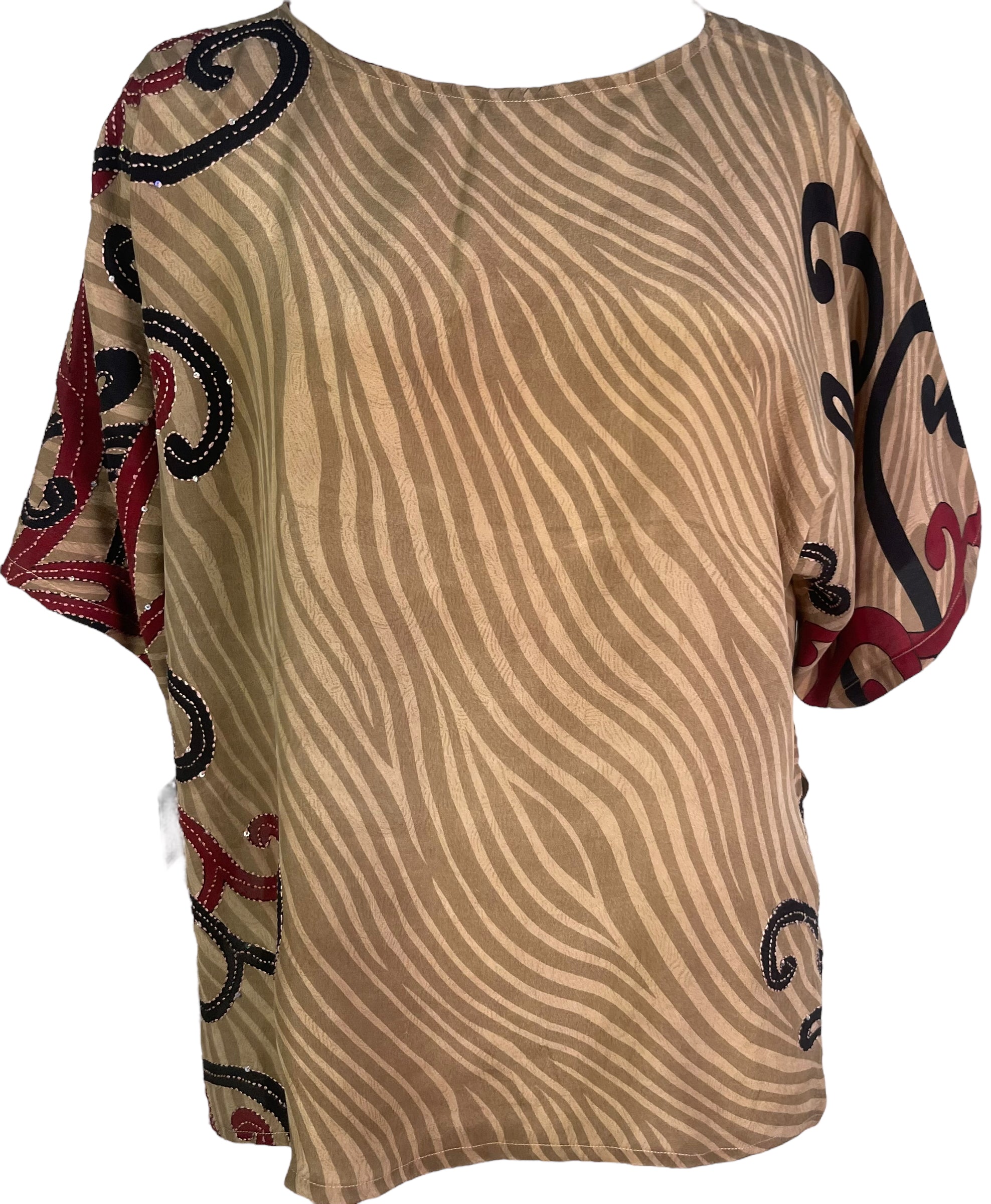 PRC6497 Wabi Sabi Pure Silk Side Slit Top