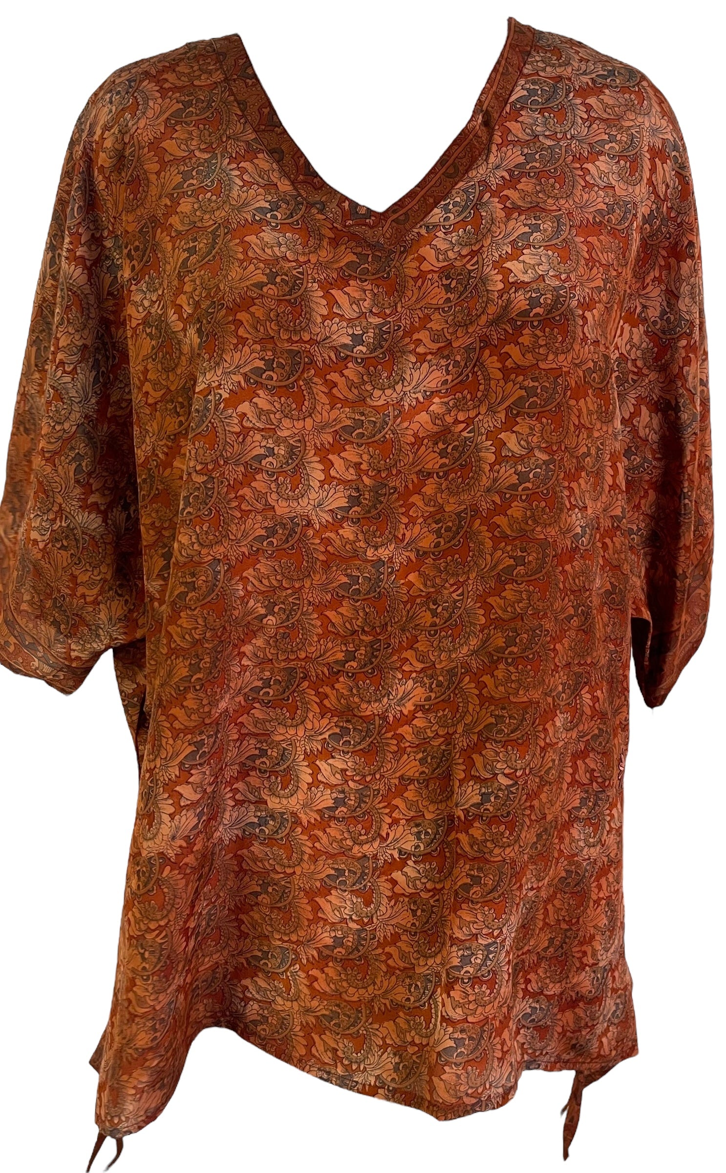 PRC7158 Avatar Pure Silk Long Tunic with Side Ties