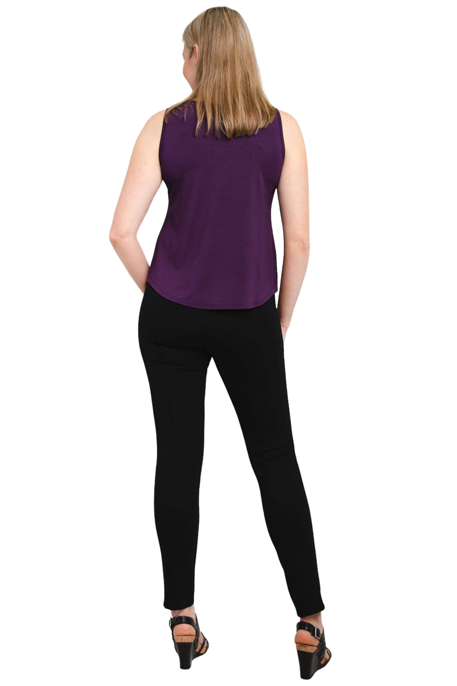 Purple Bamboo Ritzy Tank by Blue Sky Clothing Co – Handmade ethical Tank Top from sariKNOTsari using upcycled silk. Designed in Canada for travel and slow fashion, loved from Toronto to LA to Sydney. Featuring Zsiska, Bryn Walker and Artisan Leather coats by Rejean Pepin, Pepin designs