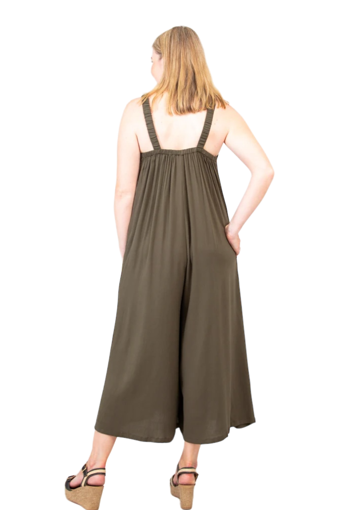 Joanna Khaki Linen Bamboo Jumpsuit