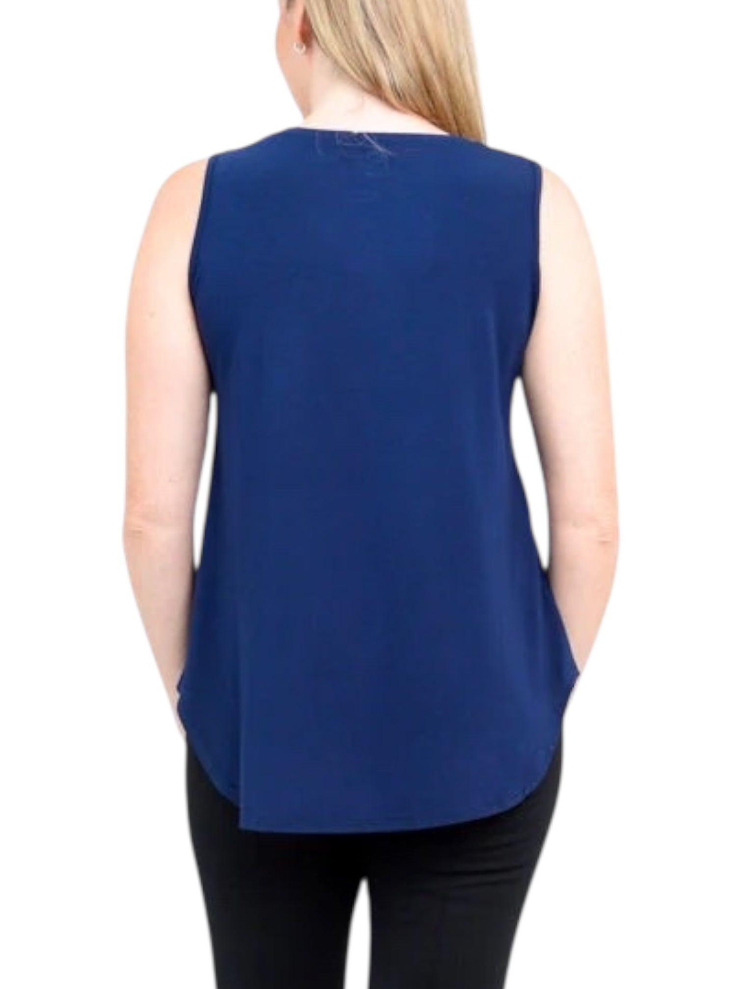 Indigo Bamboo Jazz Tank by Blue Sky Clothing Co – Handmade ethical Tank Top from sariKNOTsari using upcycled silk. Designed in Canada for travel and slow fashion, loved from Toronto to LA to Sydney.