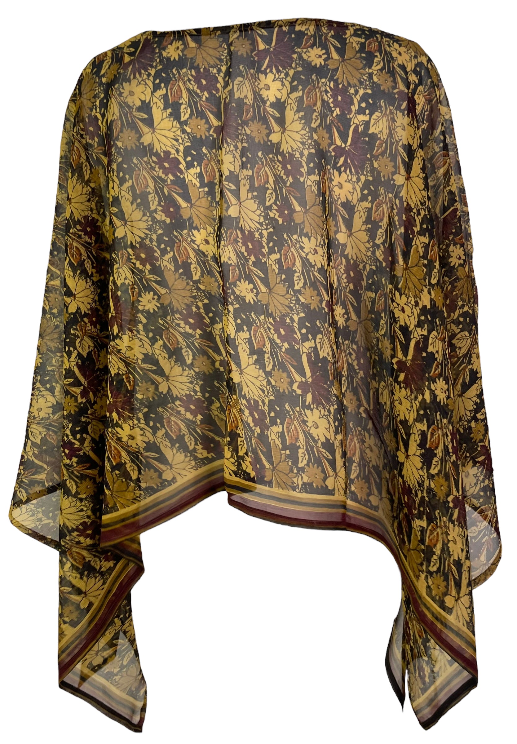 REVOLUTIONHER PCH6641 Very Sheer Chiffon Avatar Pure Silk Capelet Poncho