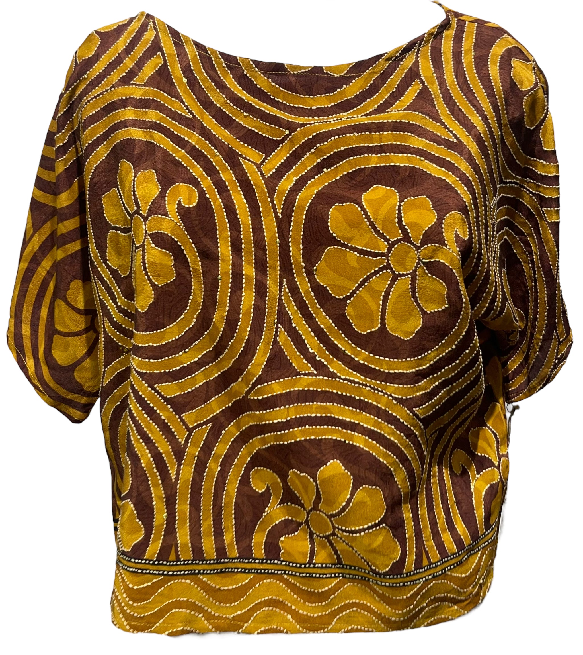 PRC7295 Avatar Pure Silk Kimono-Sleeved Top