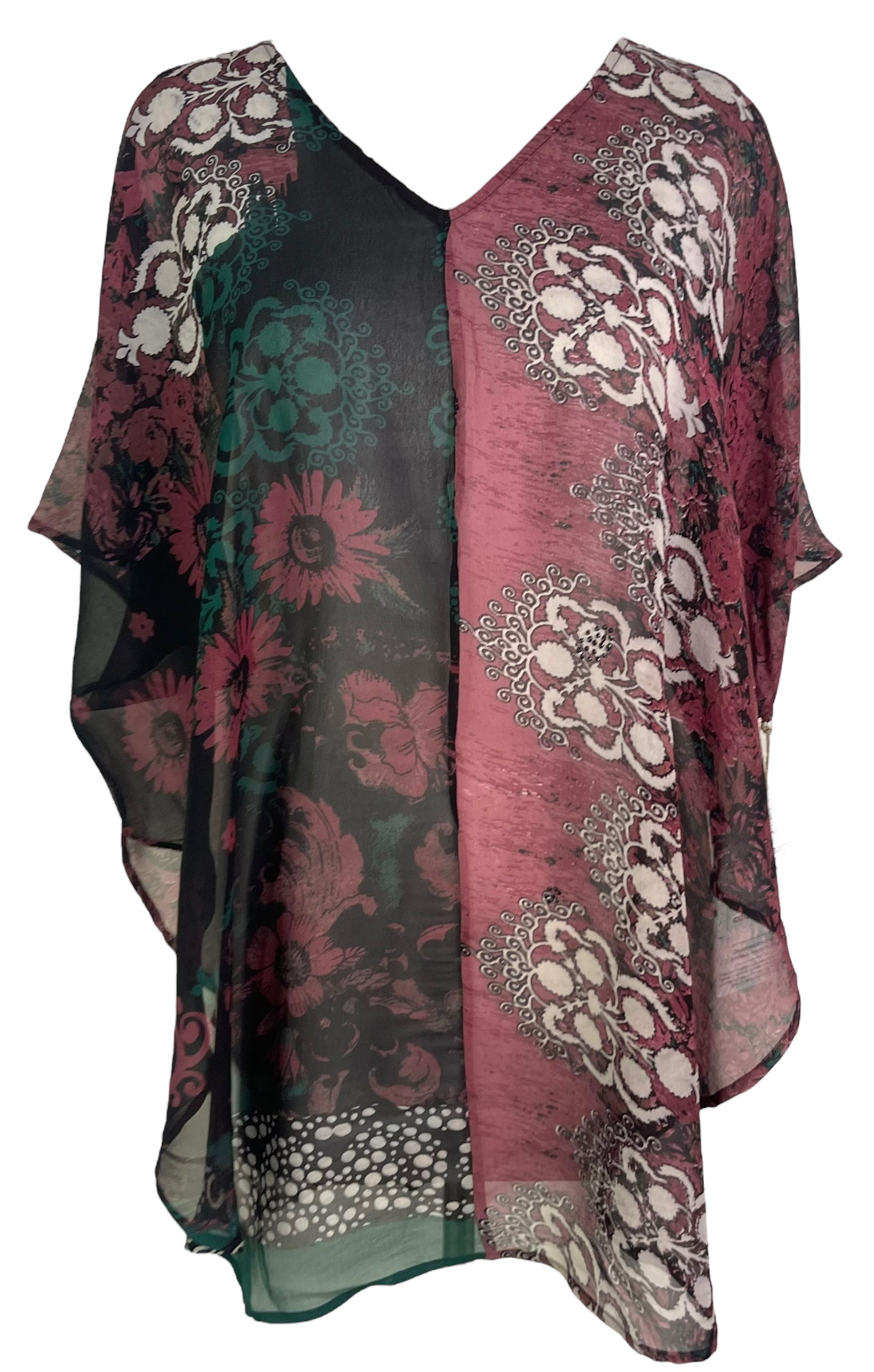 PRG6319 Sheer Avatar Pure Silk Waterfall Top