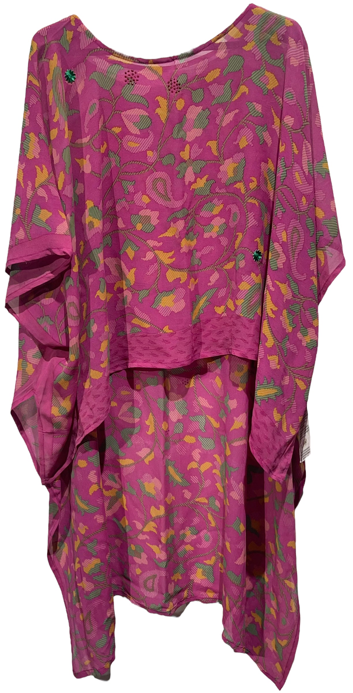PRG7329 Sheer Avatar Pure Silk Kimono-Sleeved Top