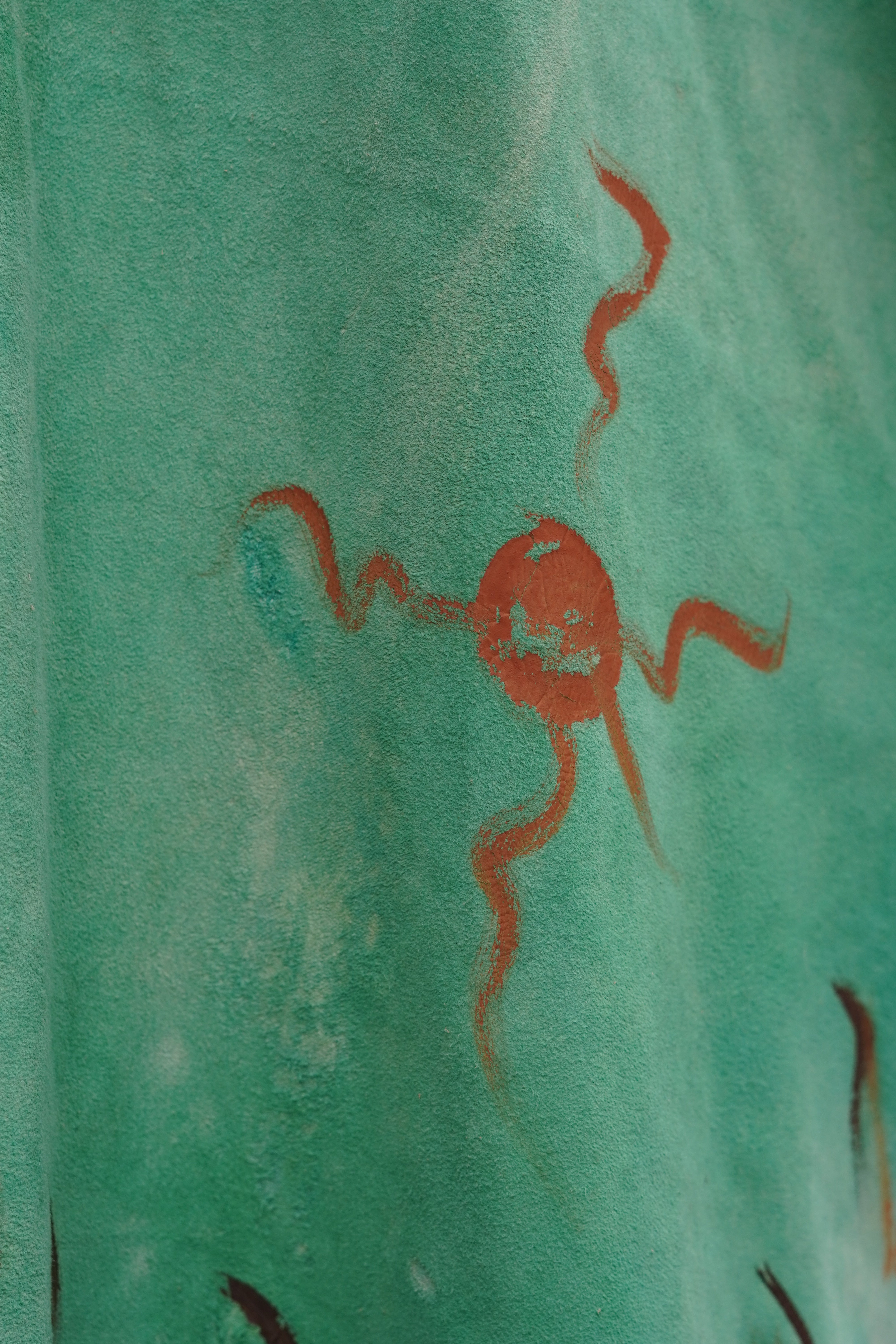 Hand-painted Lightweight Green Leather Fringed Cape by Pepin Designs