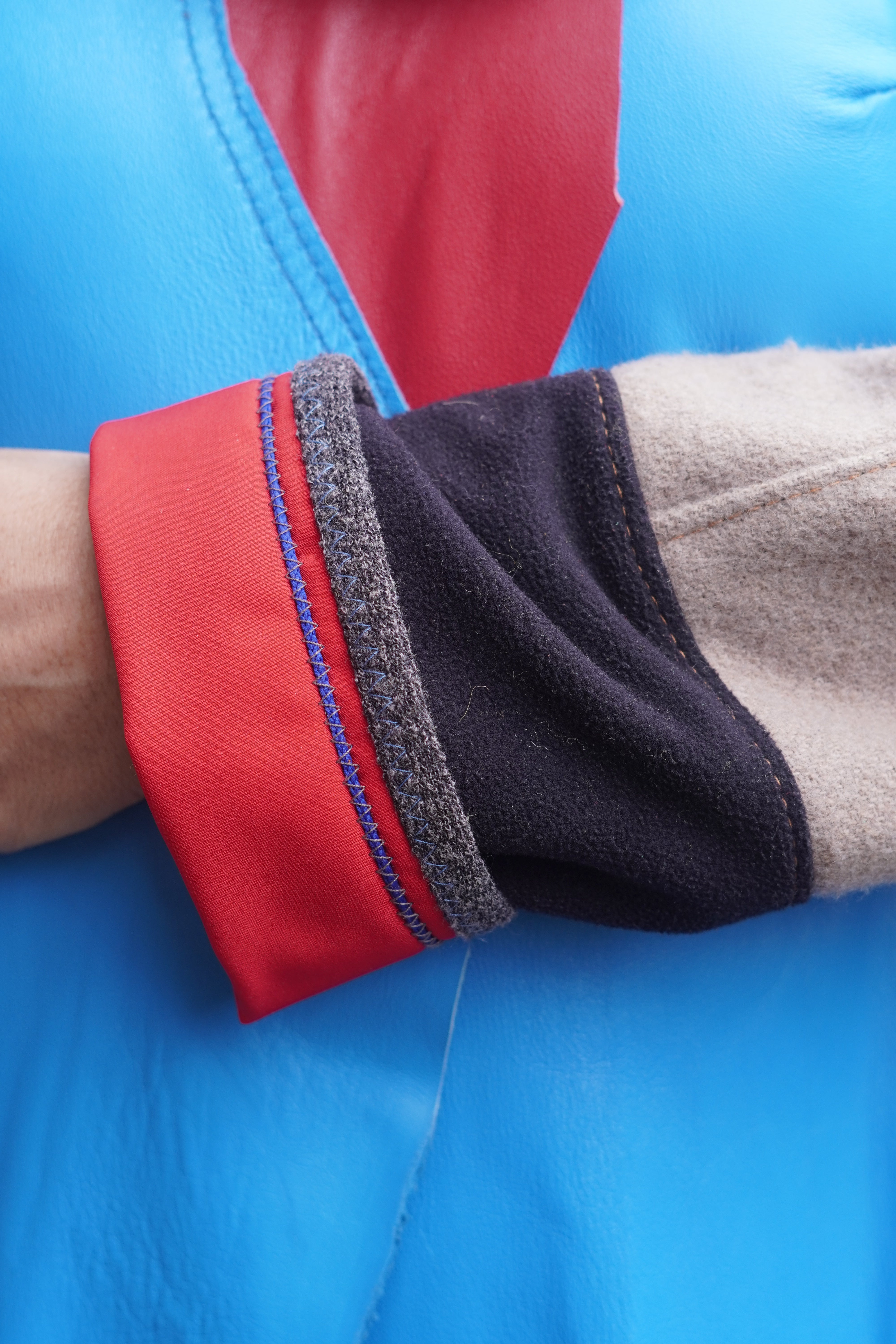 Soft Blue Leather 3/4 Lightweight Jacket with Wool and Performance Fabric by Pepin Designs