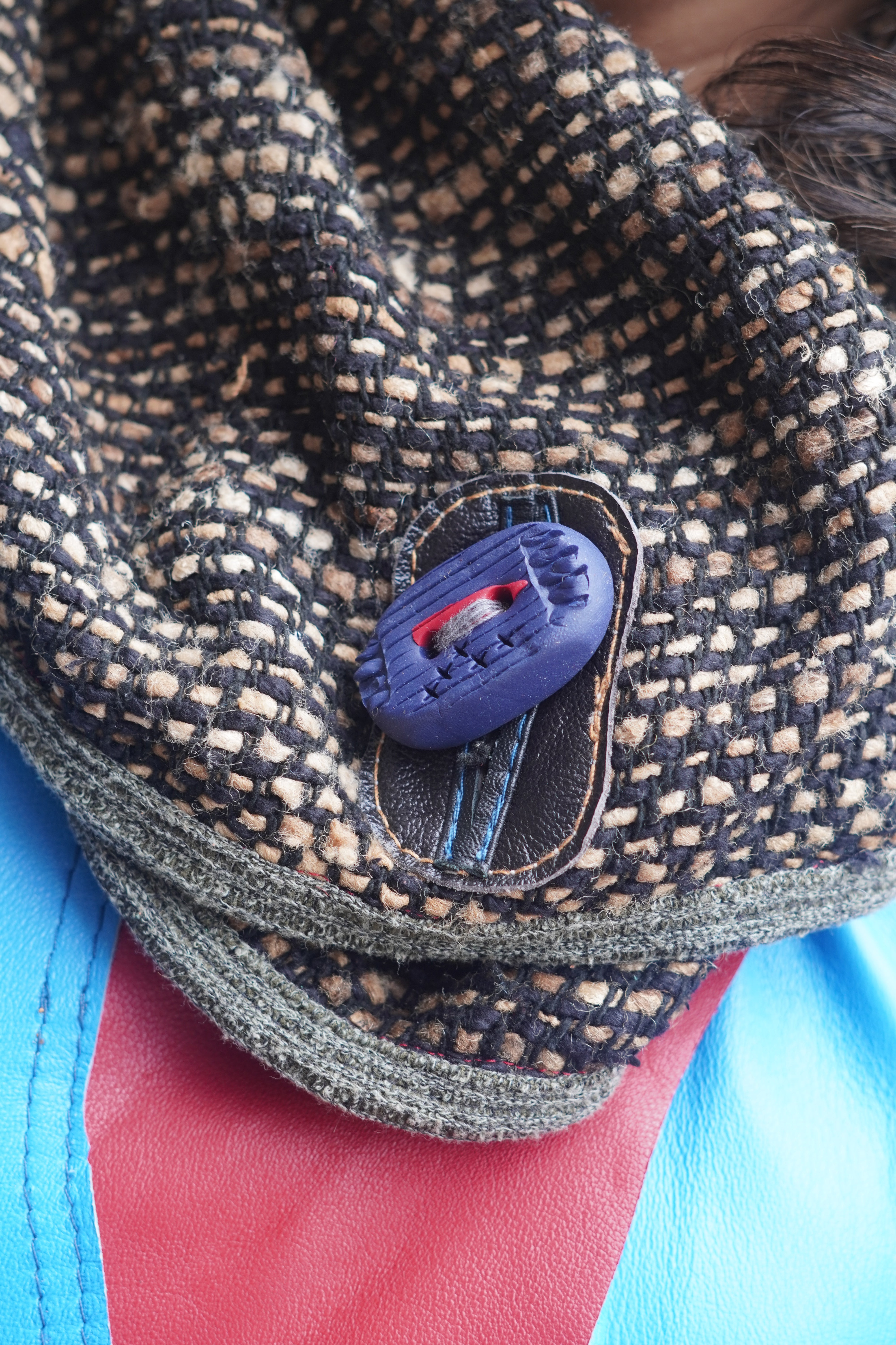 Soft Blue Leather 3/4 Lightweight Jacket with Wool and Performance Fabric by Pepin Designs