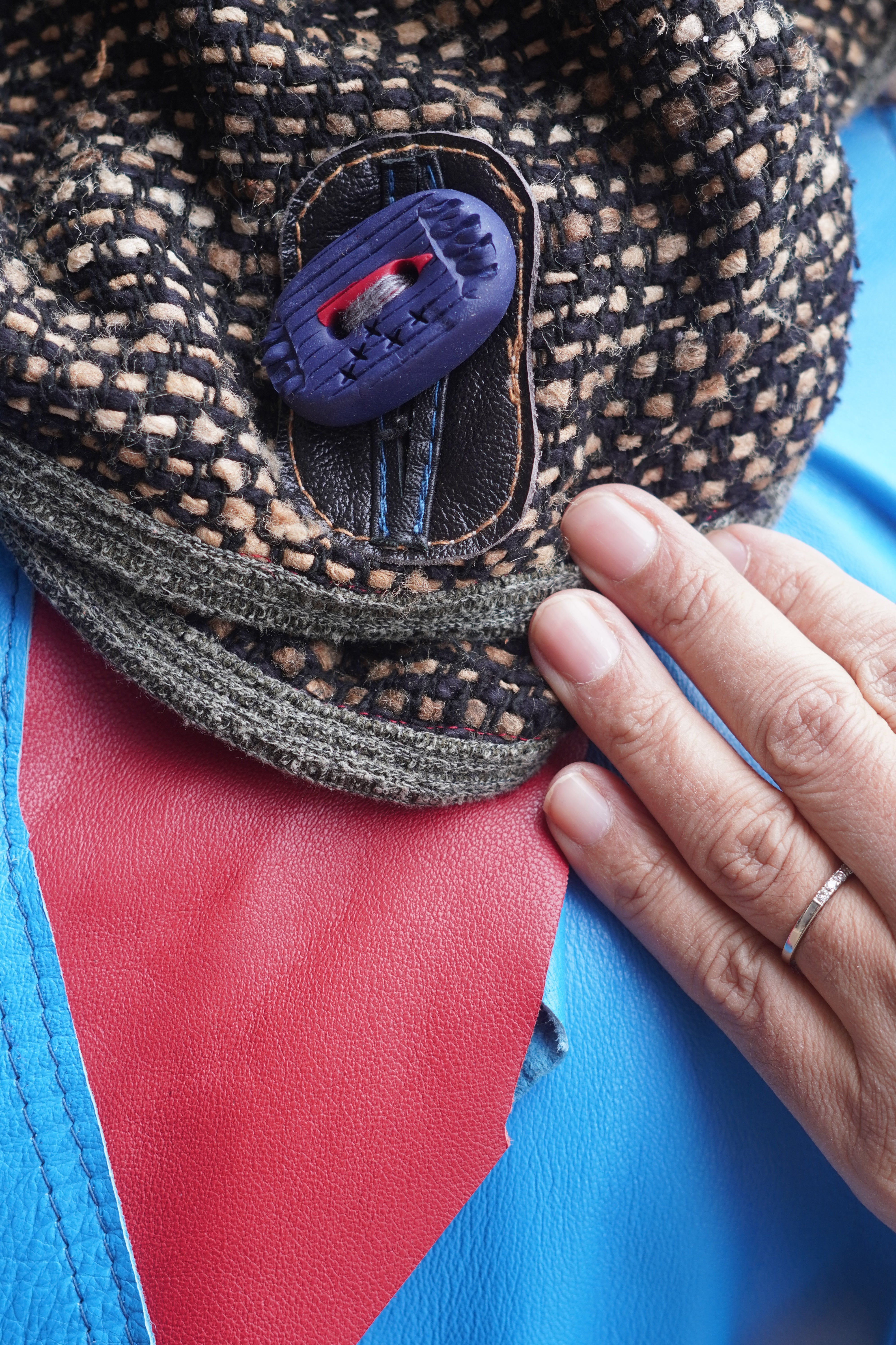 Soft Blue Leather 3/4 Lightweight Jacket with Wool and Performance Fabric by Pepin Designs