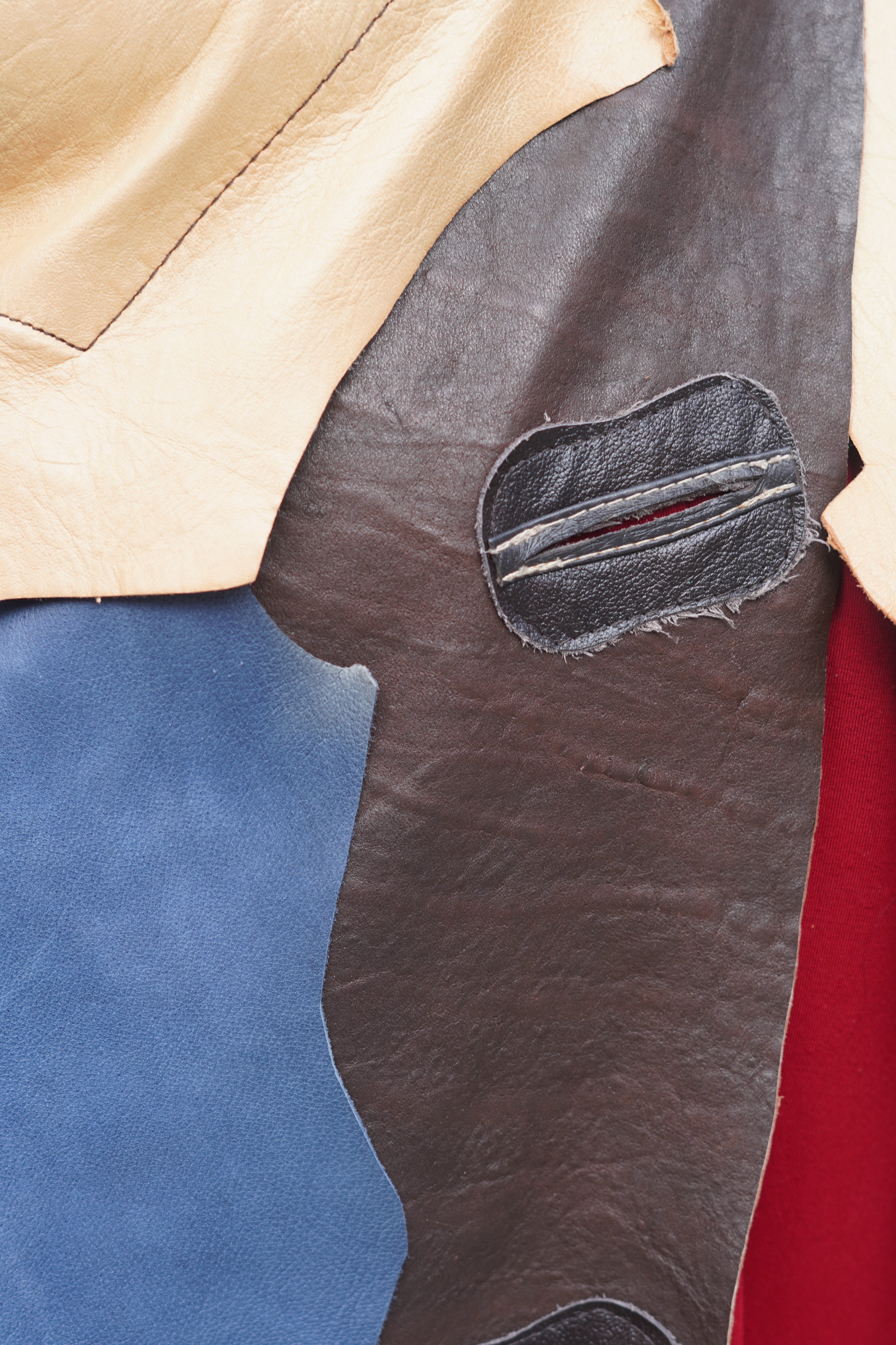 Multi-Colour Leather 7/8 Coat with Asymmetrical Hem by Pepin Designs #13