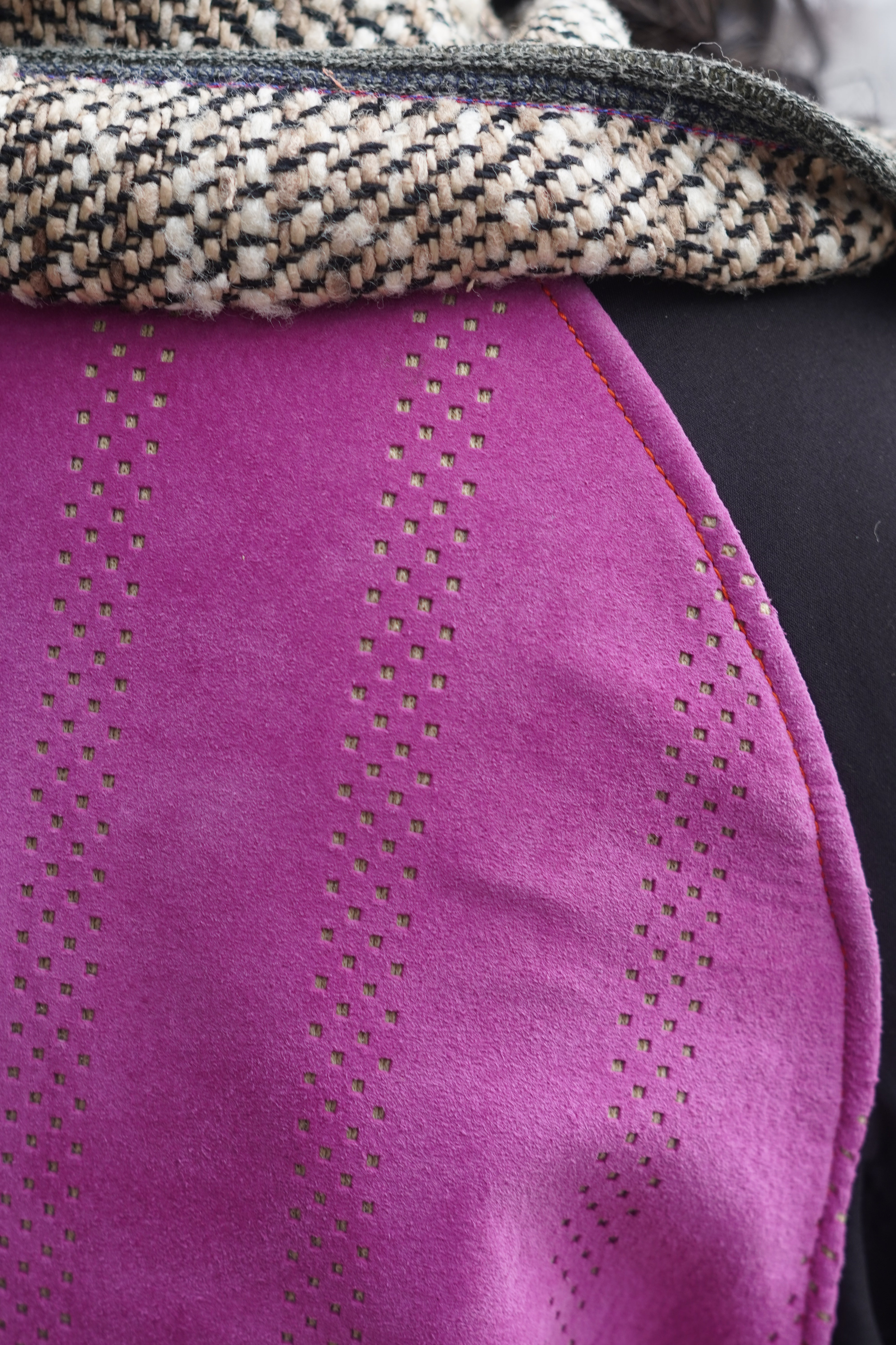 Magenta Multi-Material Wool and Suede Jacket by Pepin Designs #15
