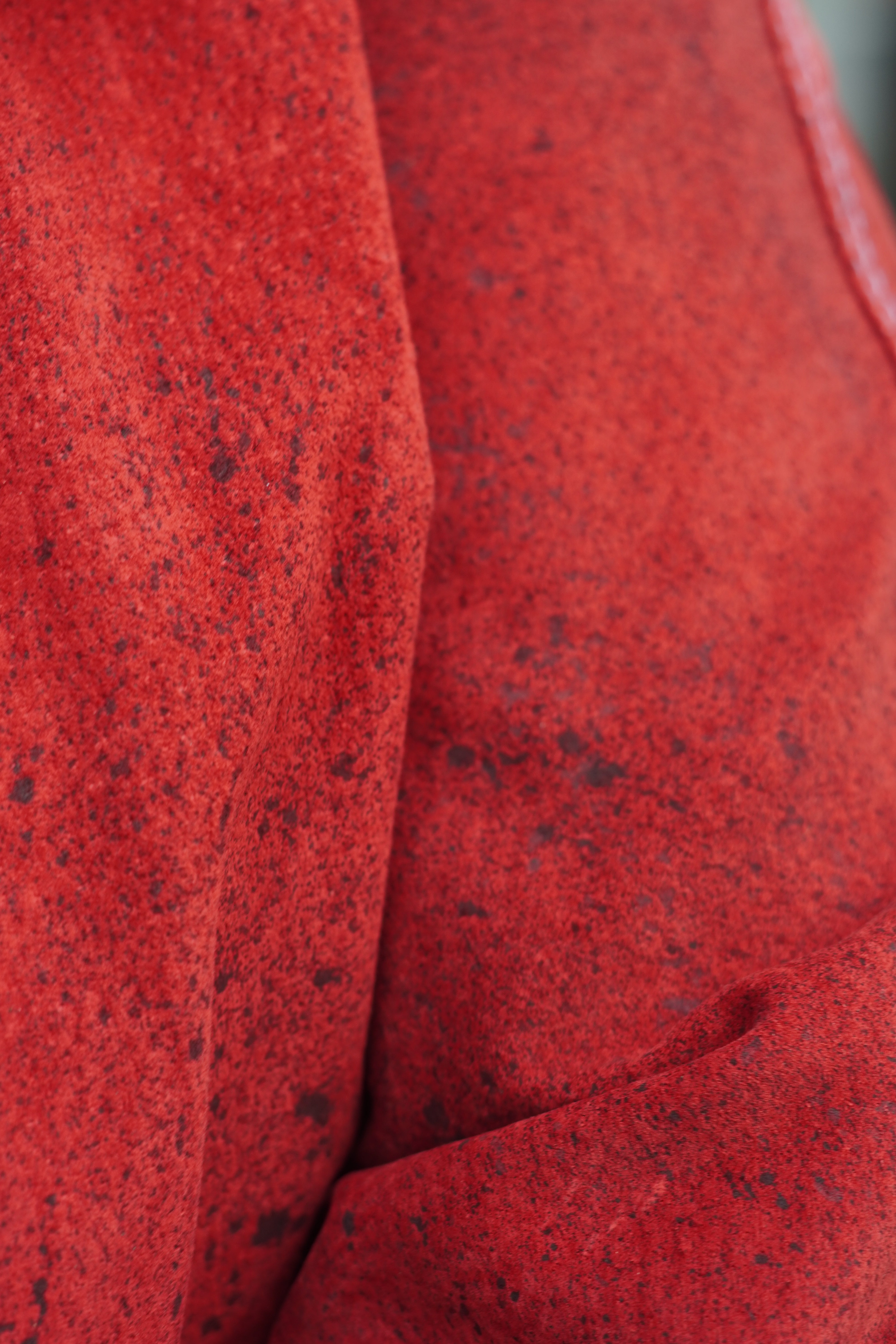 Hand-Painted Red and Black Suede 7/8 Coat by Pepin Designs #14