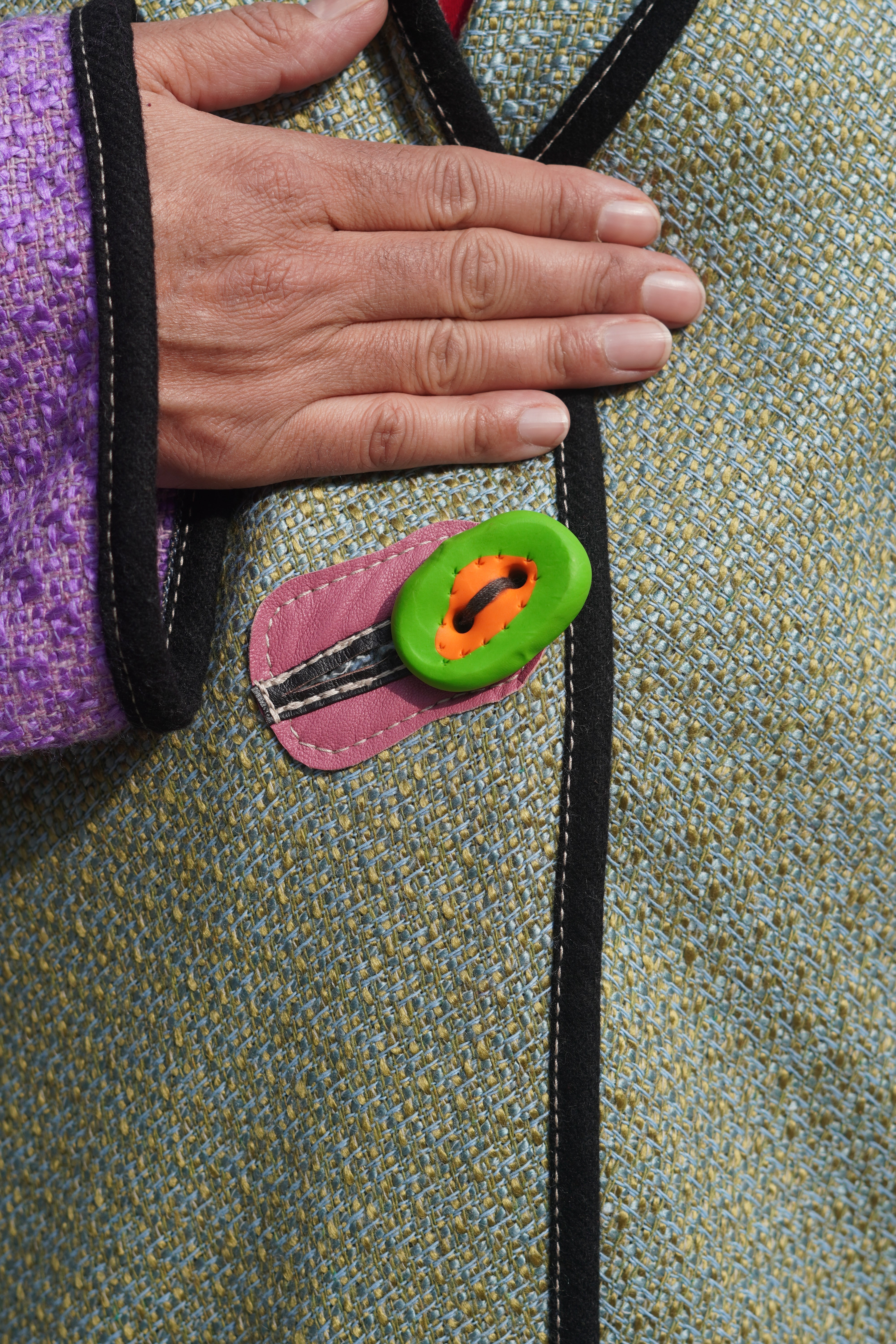 Tiffany Blue Felted Wool Colour-Block Coat by Pepin Designs #17