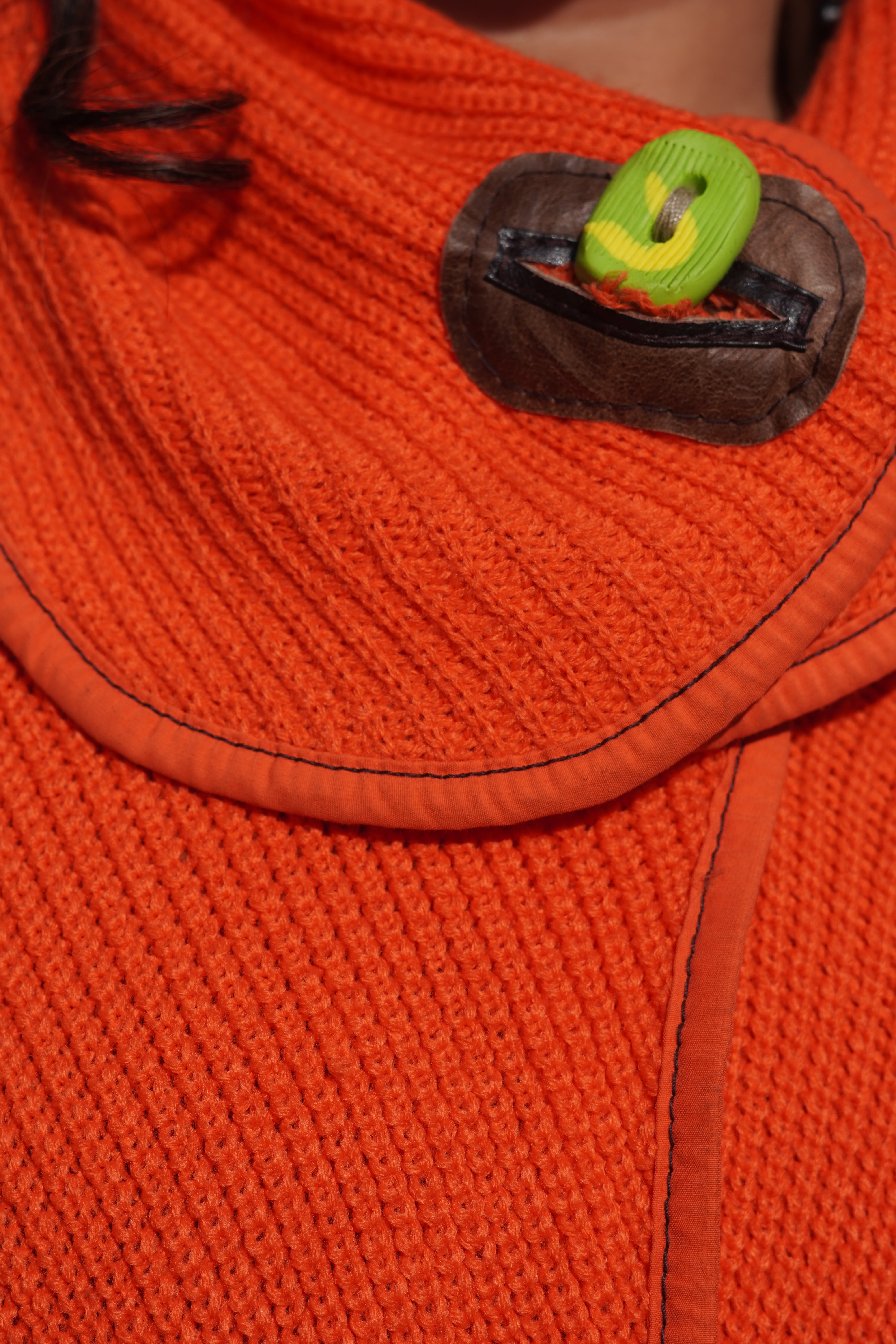 Bright Orange Knit Wool Cape by Pepin Designs #19