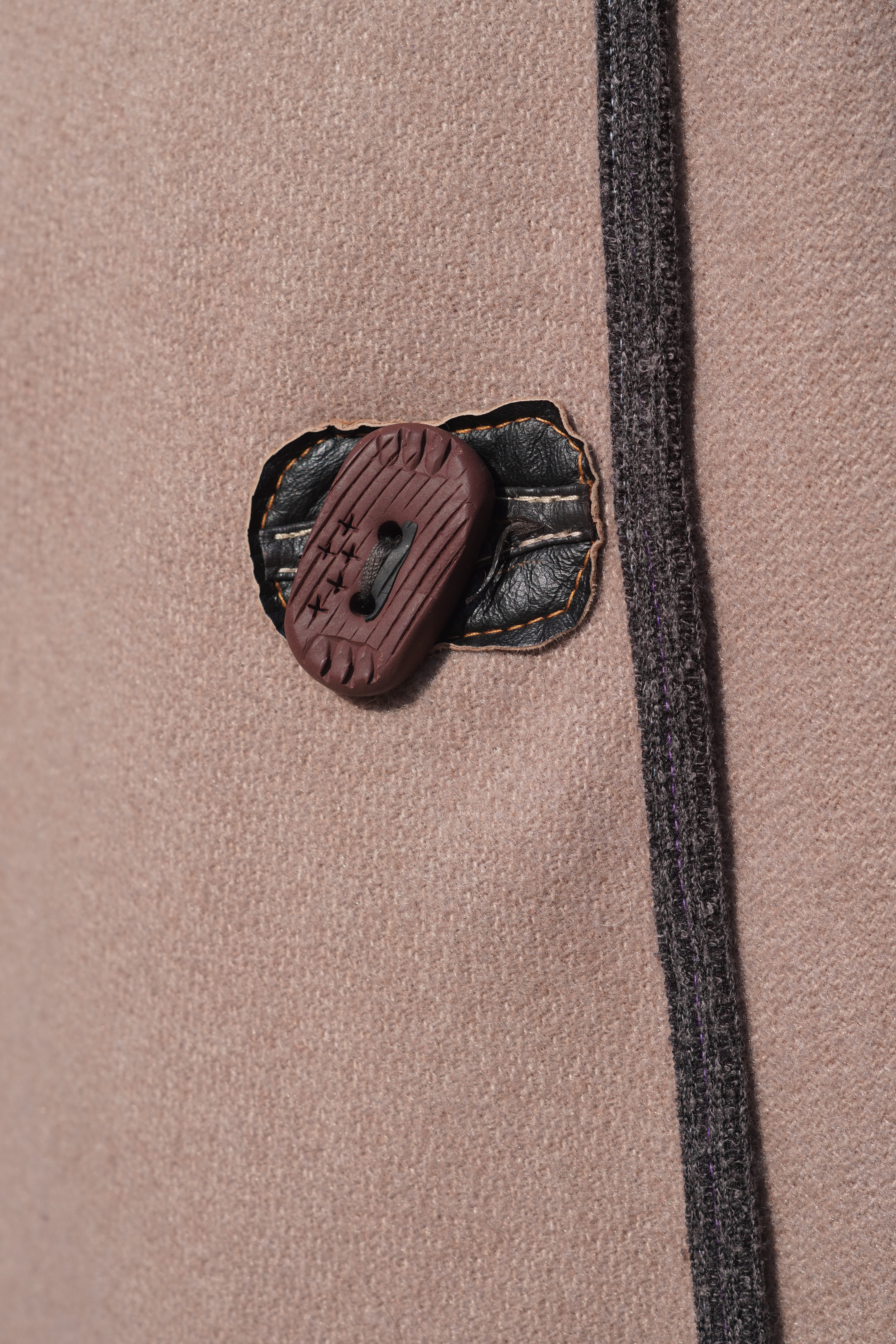 Taupe Textured Wool Coat with Orange Trim by Pepin Designs #25