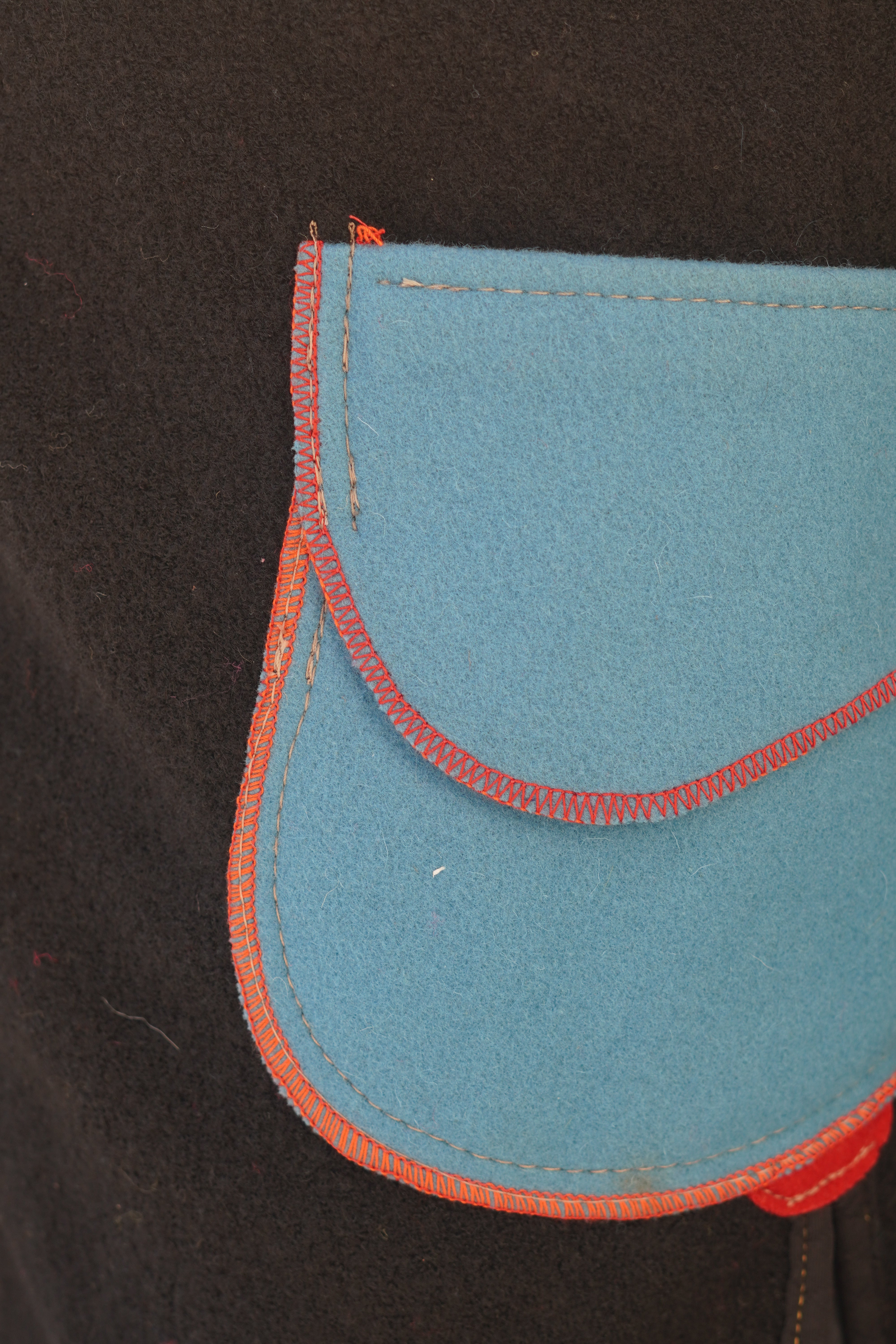 Black Boiled Wool Jacket with Blue Felt Pockets by Pepin Designs #22