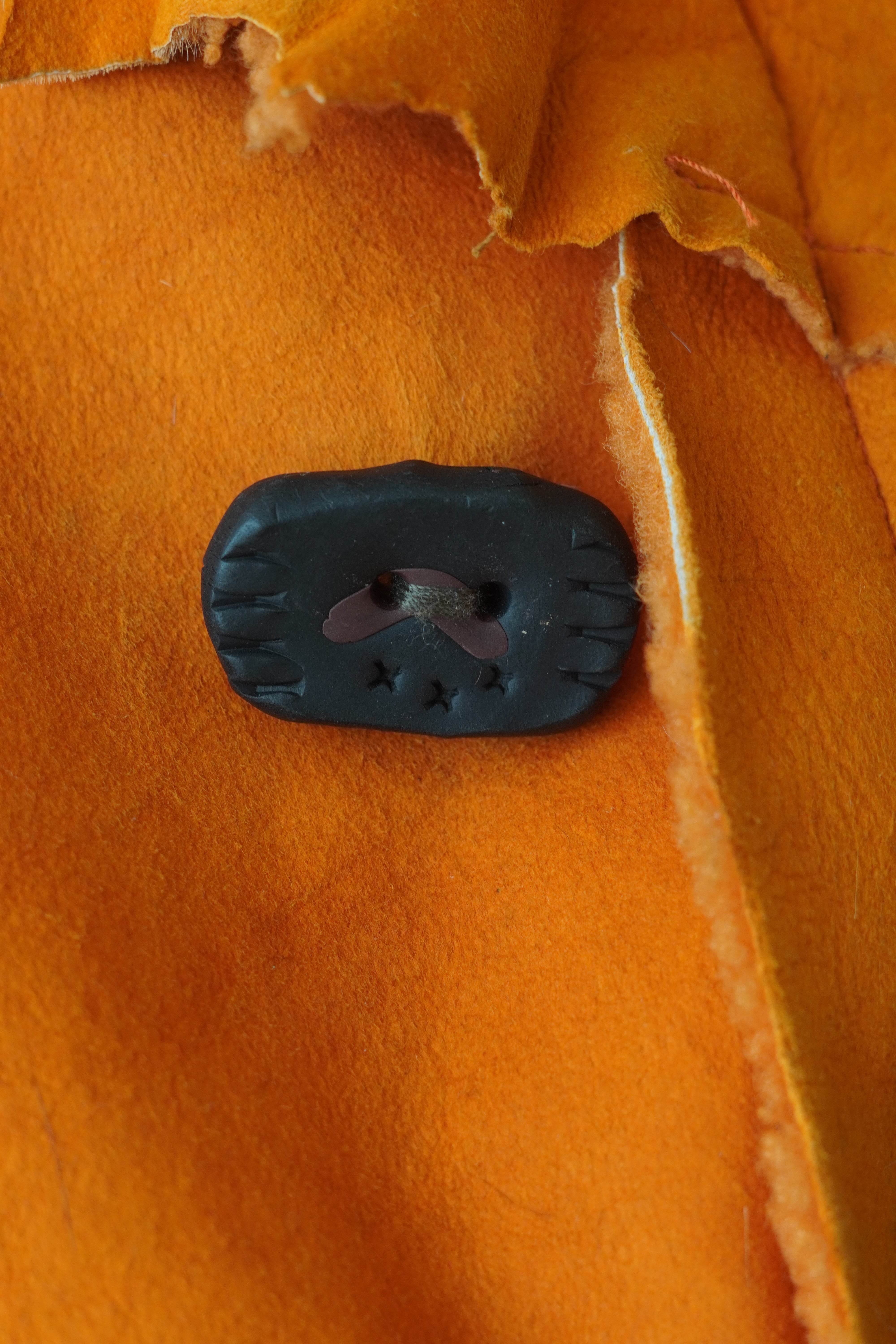 Orange, Brown & Charcoal Shearling Coat by Pepin Designs #12