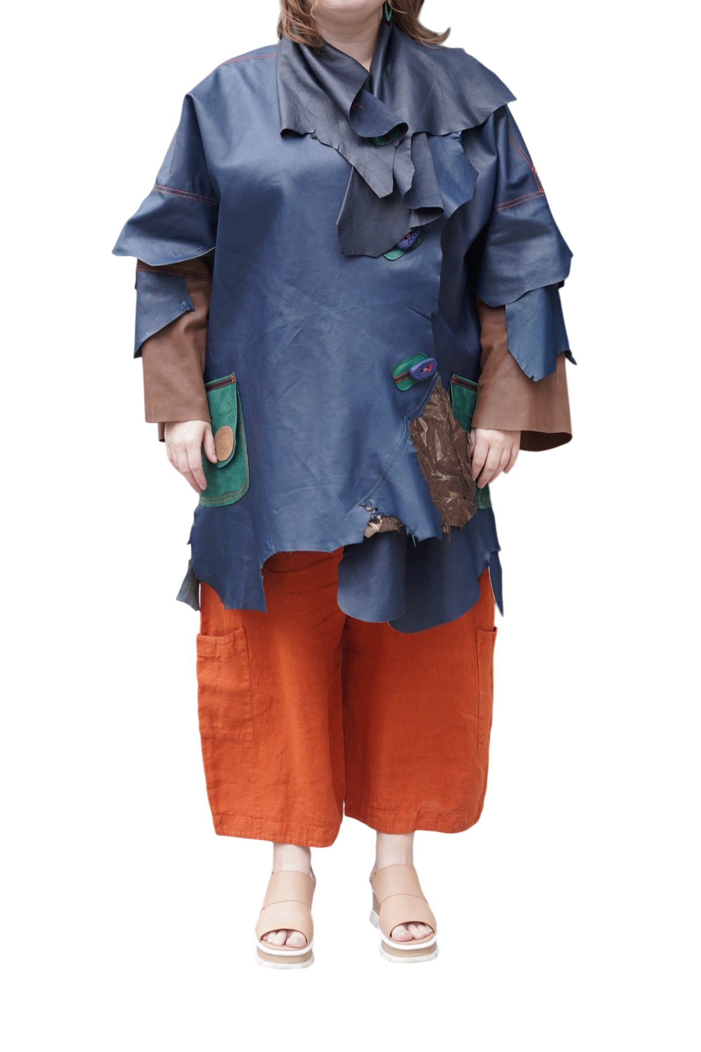 Blue, Brown and Green Leather 7/8 Coat by Pepin Designs #28
